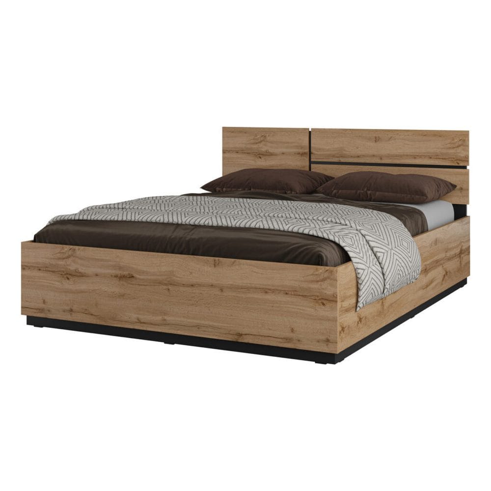 säng cross s med upplyftbar förvaring - 160 cm, wotan ek