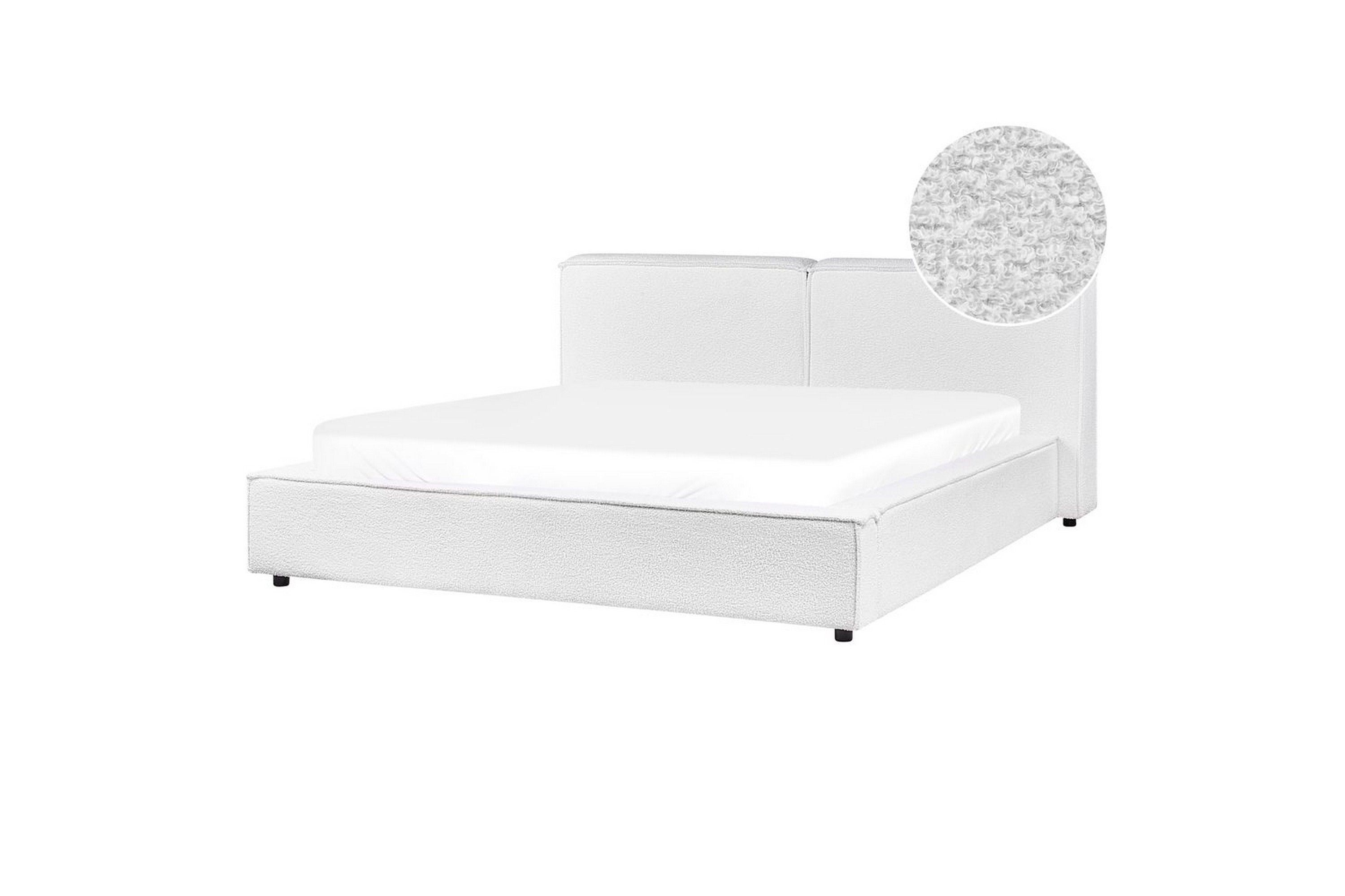 säng med lamellram linards - vit/bouclé, 160x200 cm