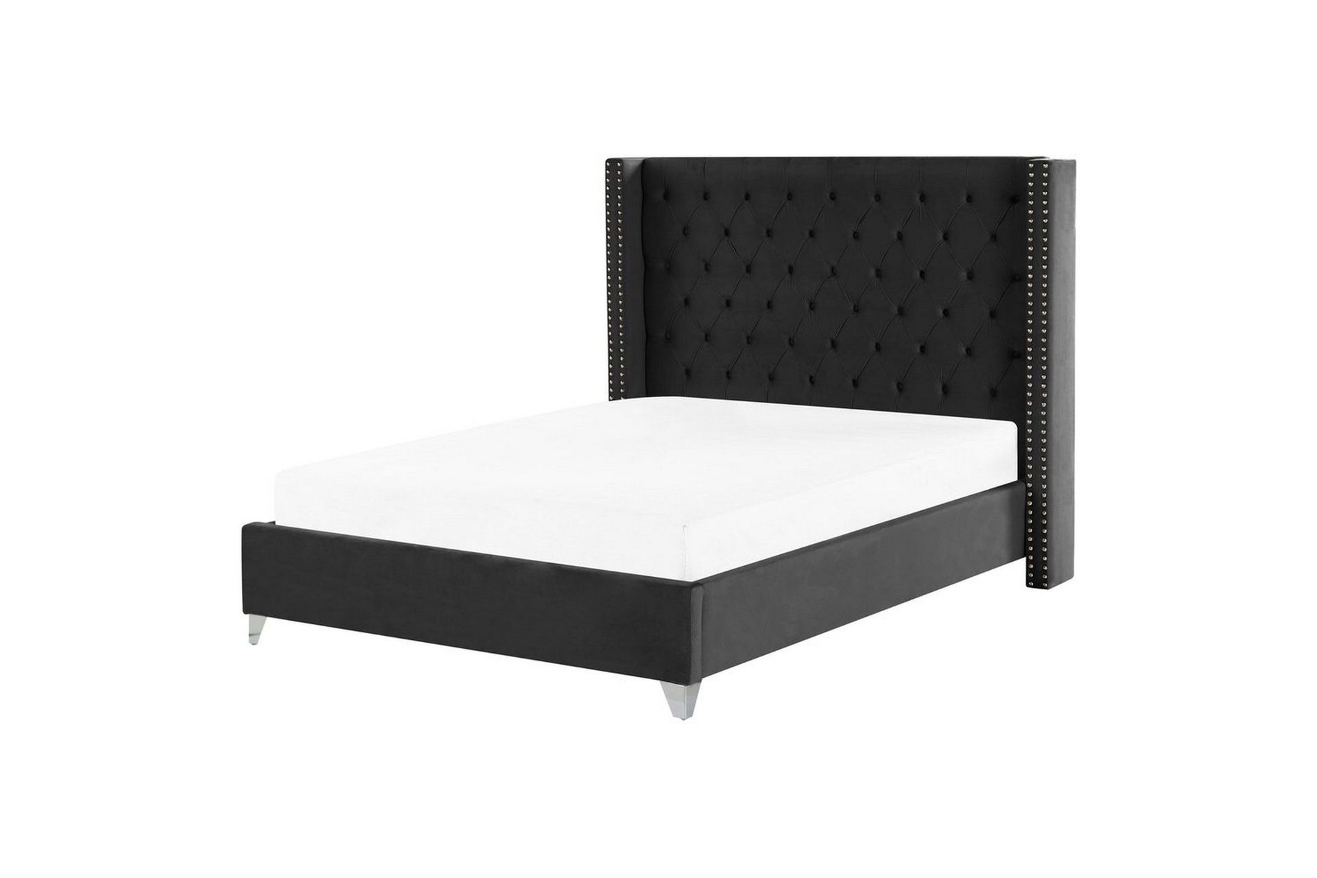 S&auml;ng med lamellram Lubbon - Svart, Silver, 160x200 cm