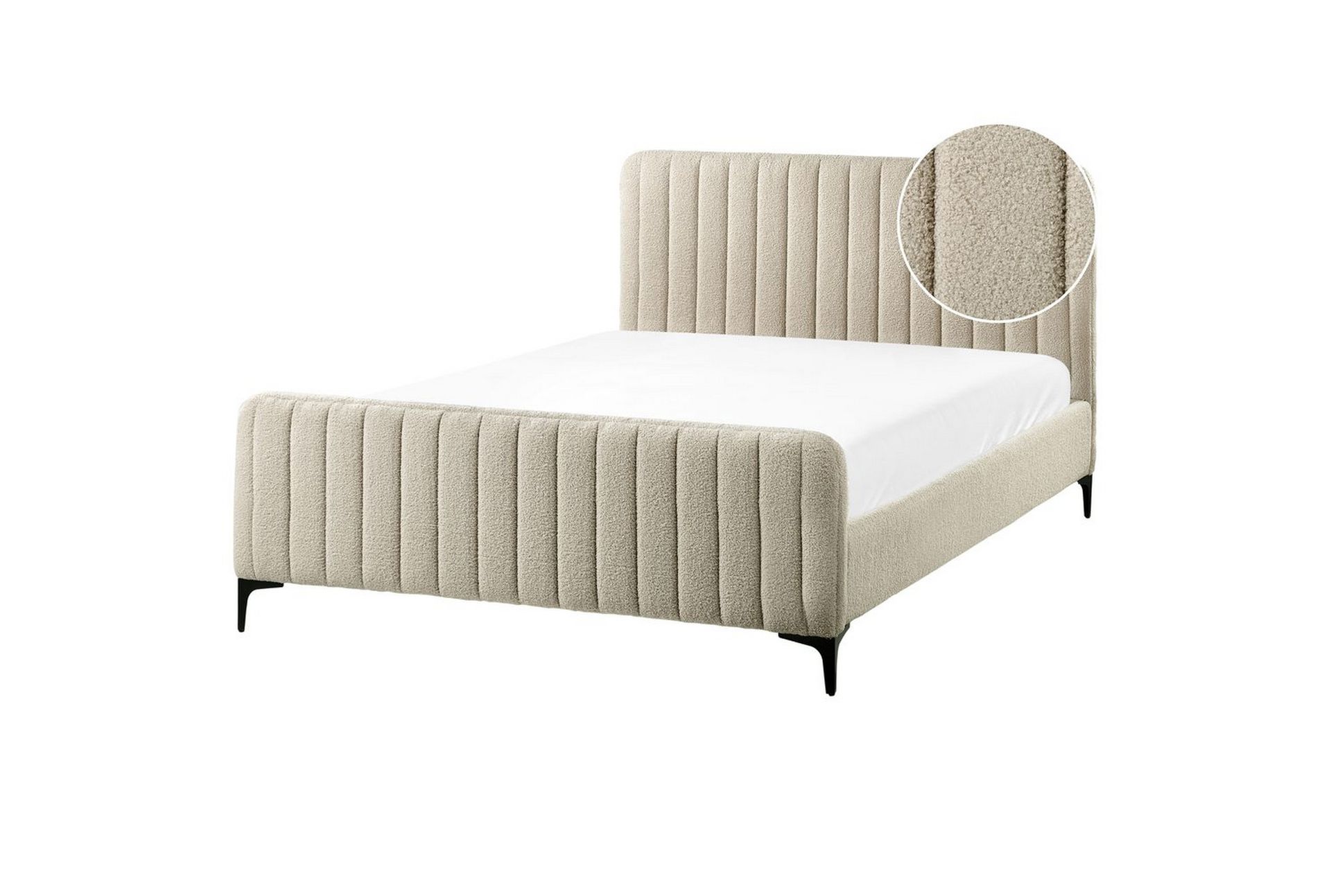 S&auml;ng med lamellram Lunan - Beige, svart/Boucl&eacute;, 140x200 cm