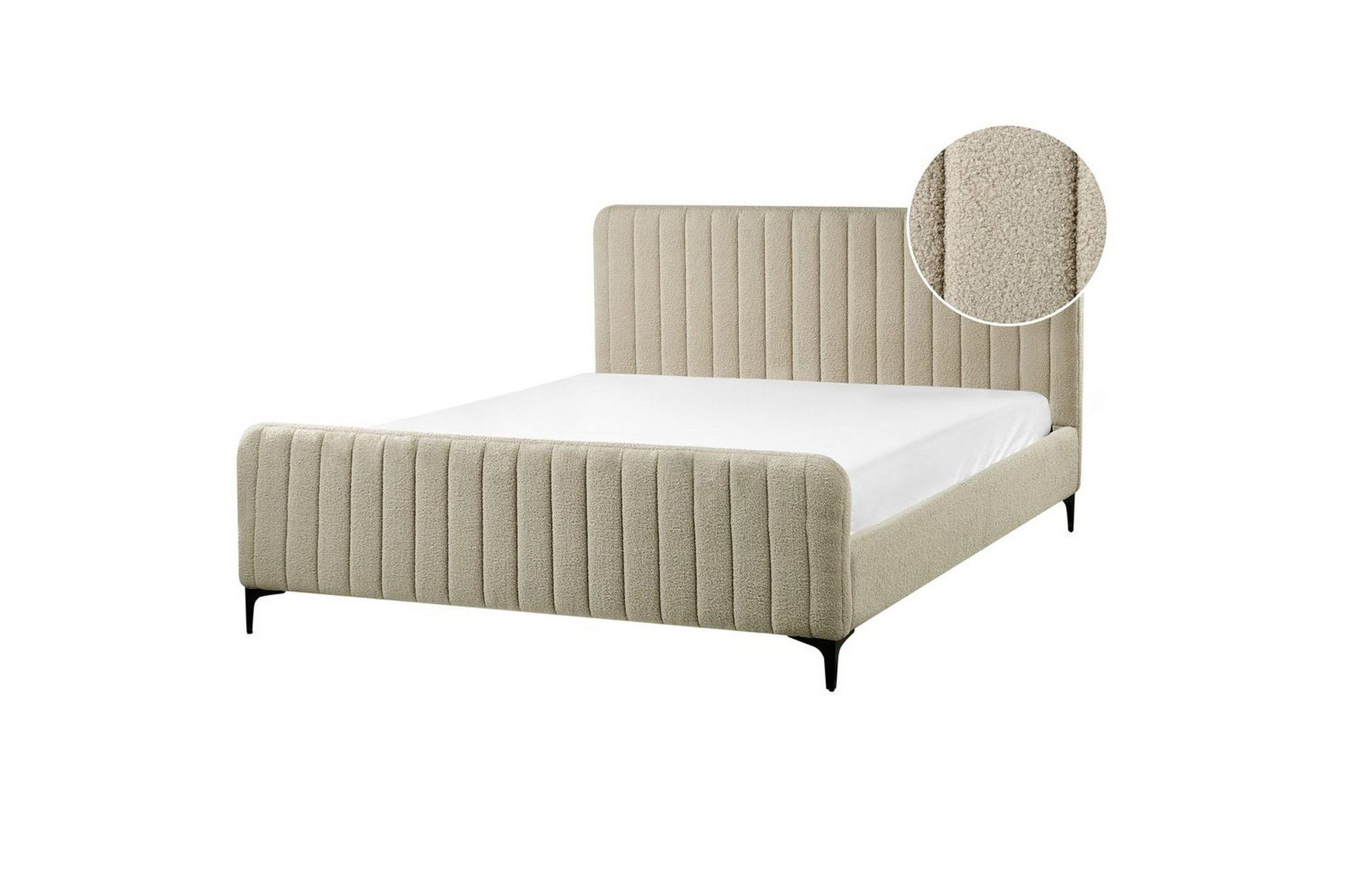Säng med lamellram Lunan - Beige, svart/Bouclé, 160x200 cm