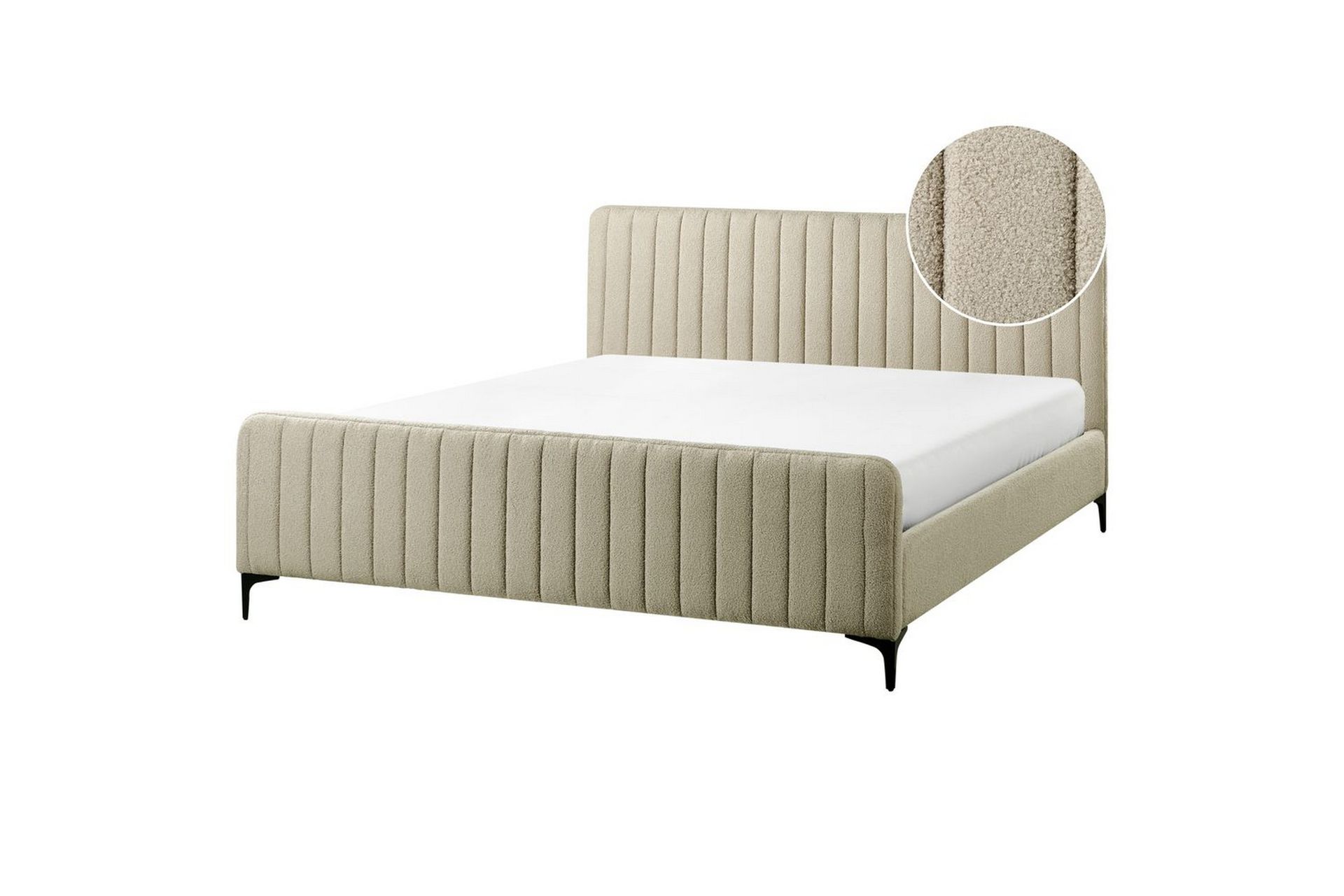 S&auml;ng med lamellram Lunan - Beige, svart/Boucl&eacute;, 180x200 cm