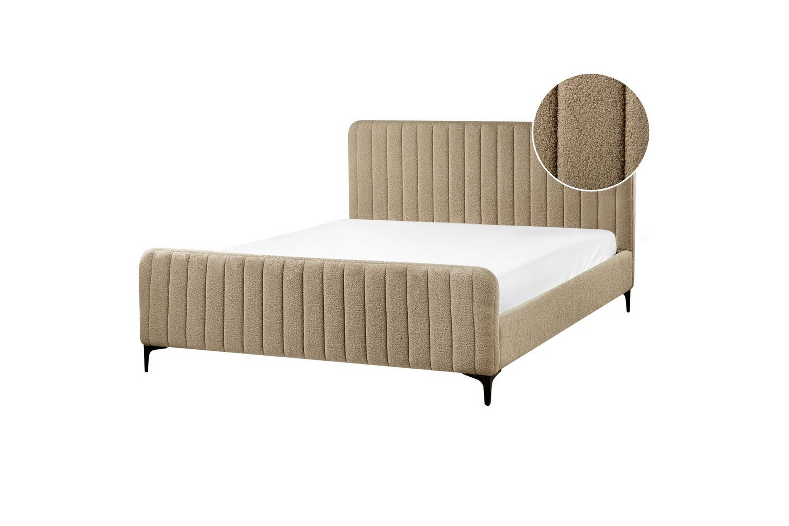 säng med lamellram lunan - taupe, svart/bouclé, 160x200 cm