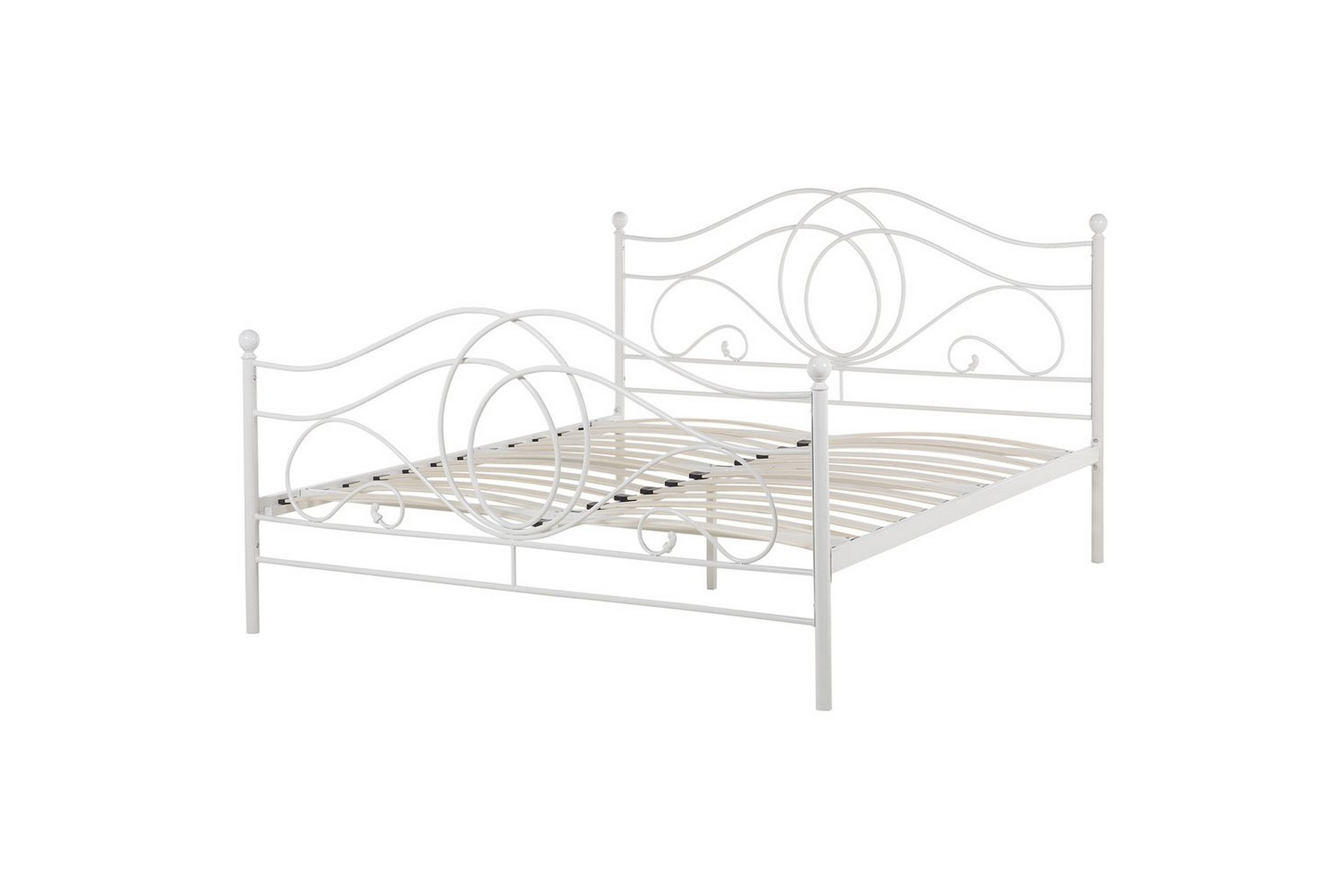 säng med lamellram lyra - vit