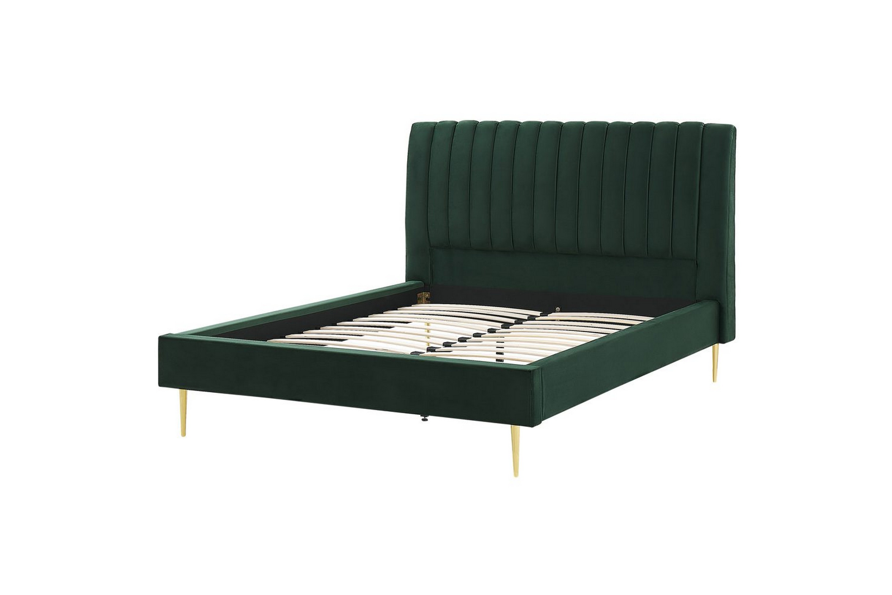 säng med lamellram marville - grön, guld, 160x200 cm