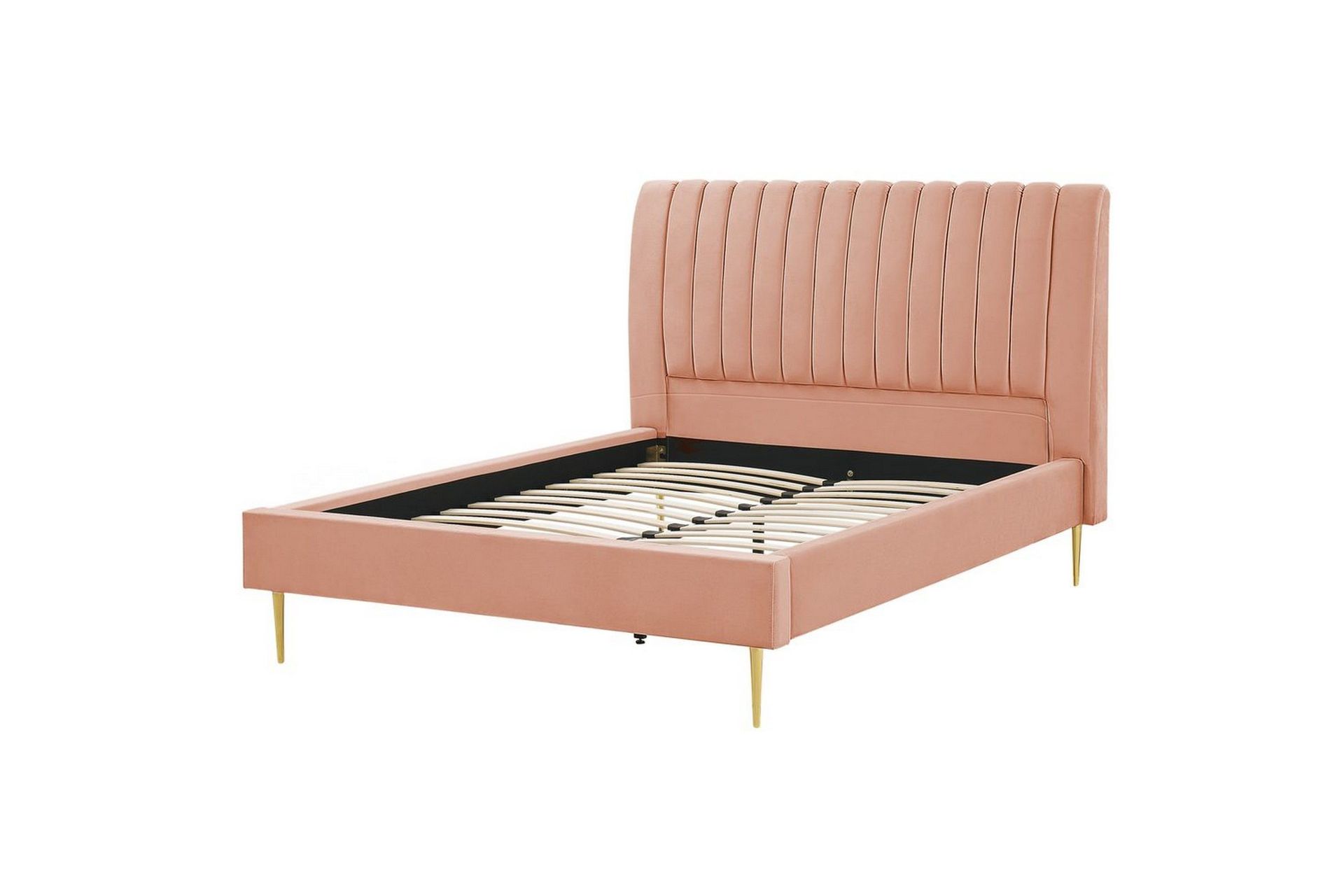 säng med lamellram marville - rosa, guld, 140x200 cm