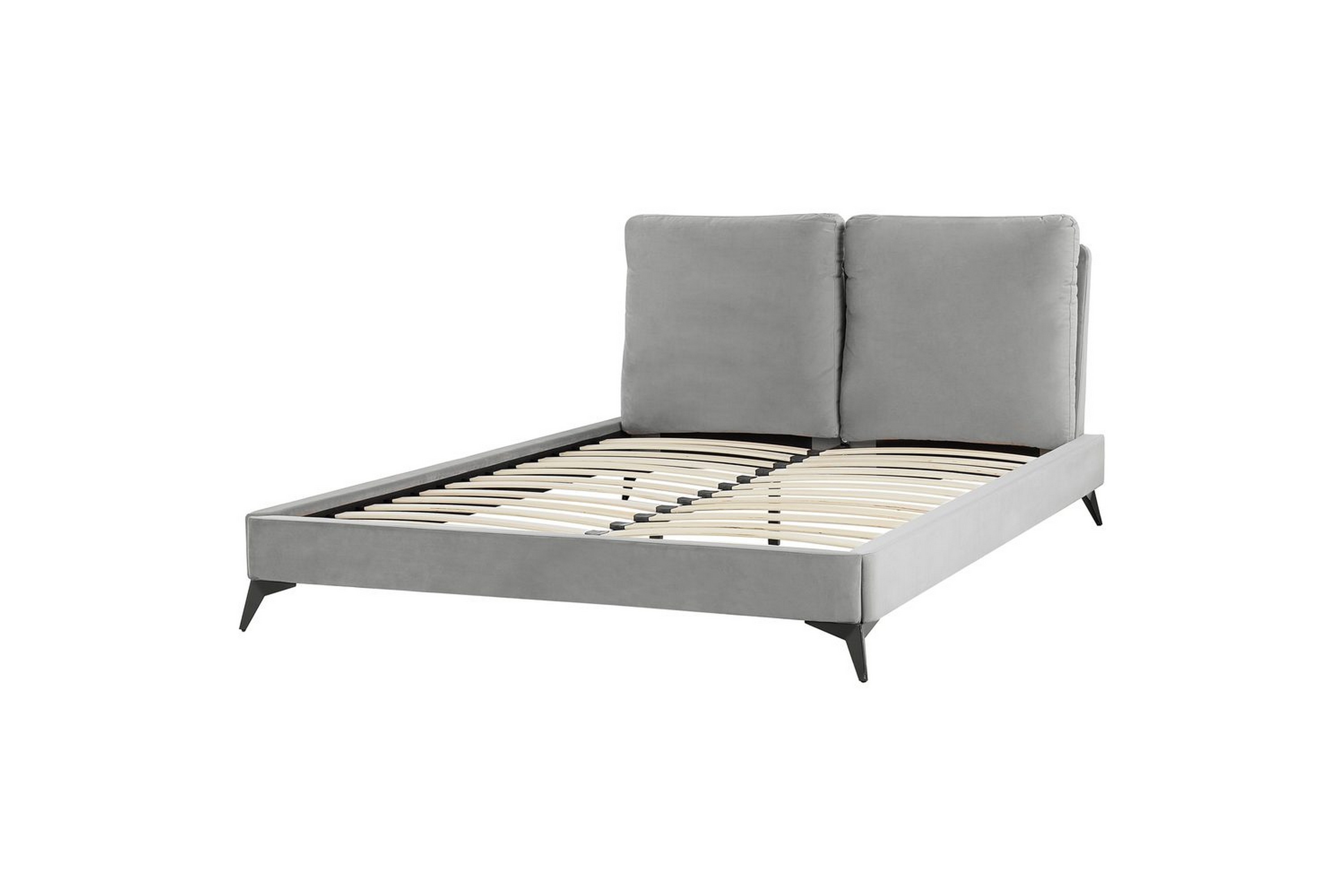 säng med lamellram melle - grå, svart/sammet, 140x200 cm