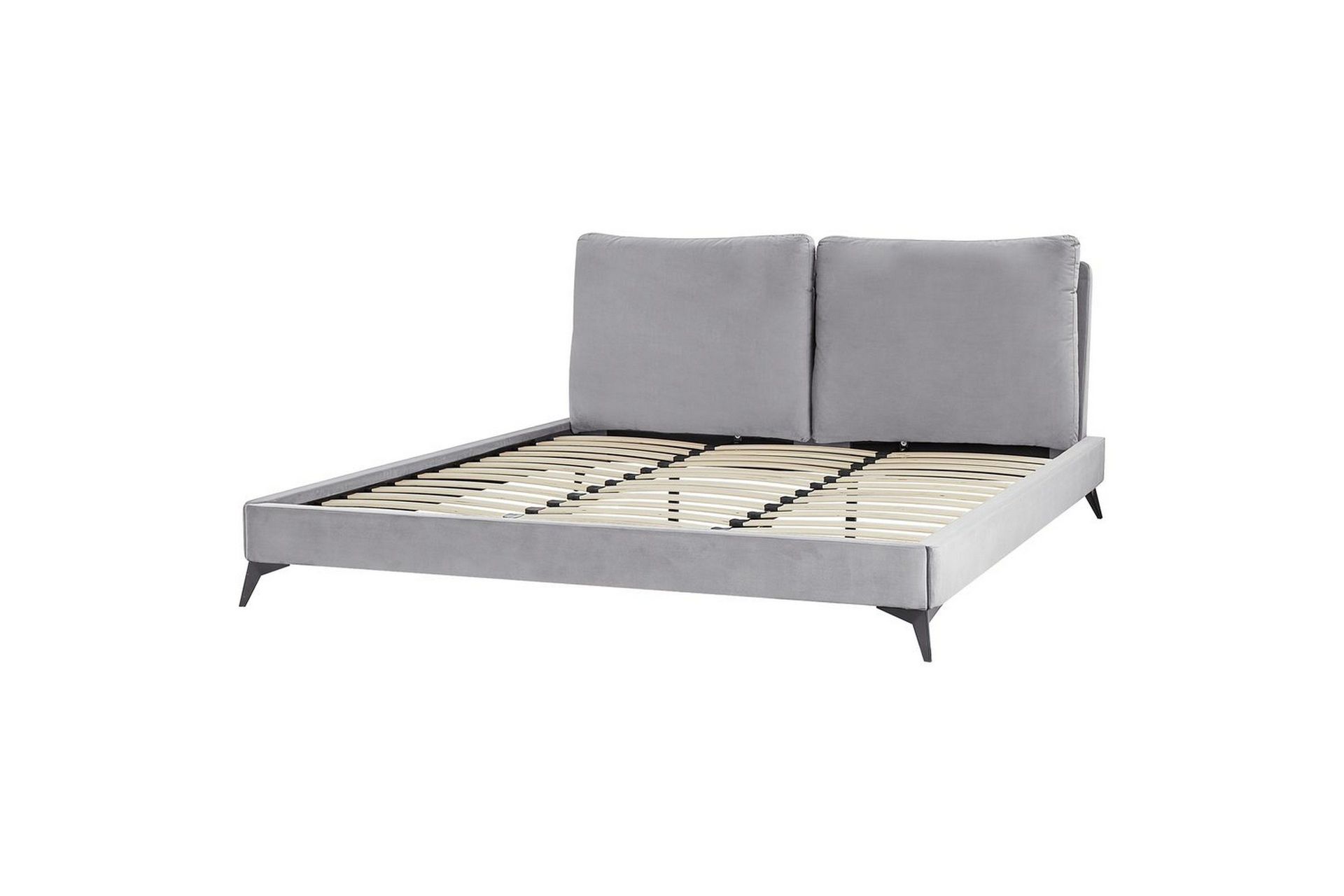 säng med lamellram melle - grå, svart/sammet, 180x200 cm