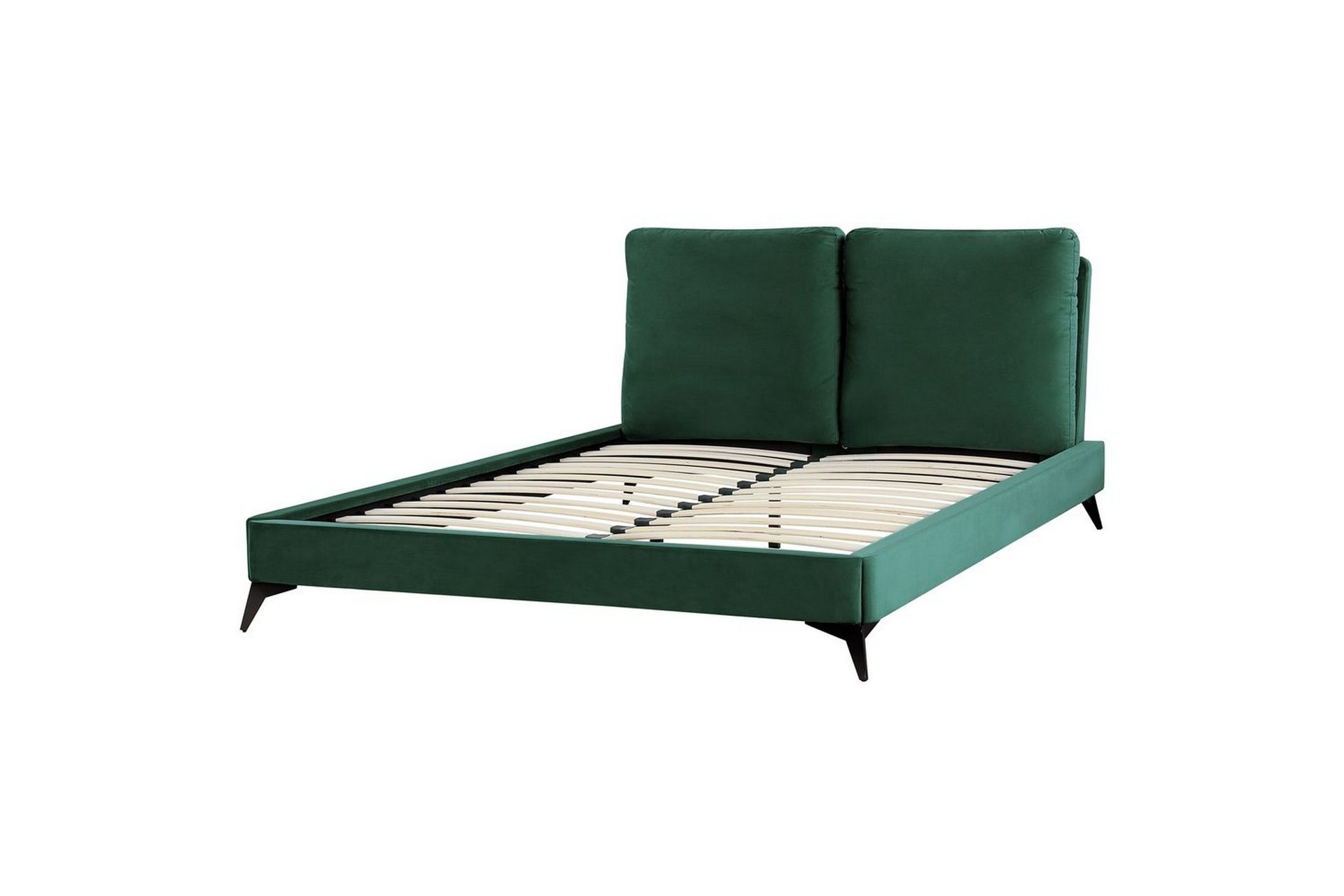 S&auml;ng med lamellram Melle - Gr&ouml;n, Svart/Sammet, 160x200 cm