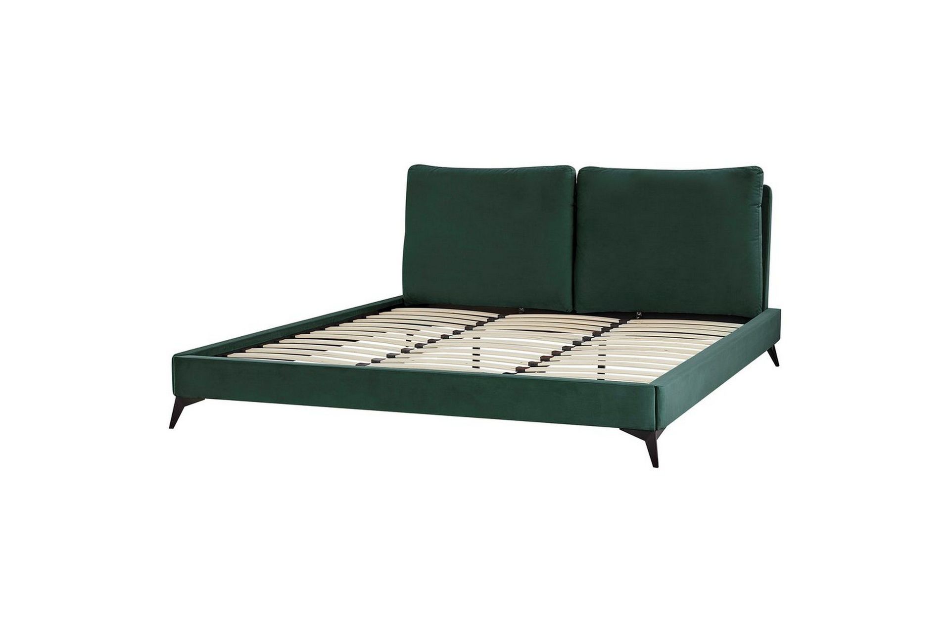 S&auml;ng med lamellram Melle - Gr&ouml;n, Svart/Sammet, 180x200 cm