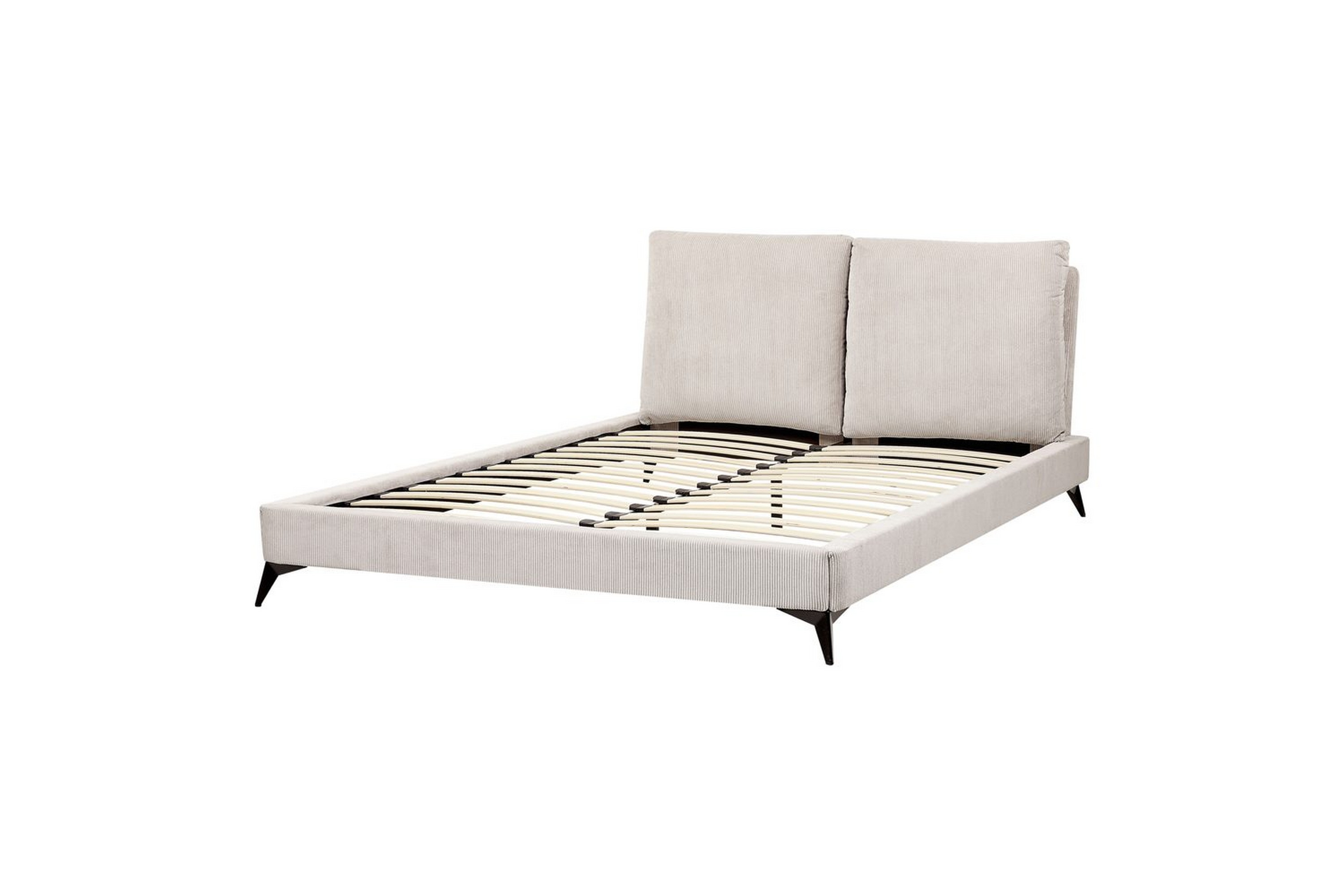 säng med lamellram melle - ljusbeige/manchestertyg, 160x200 cm