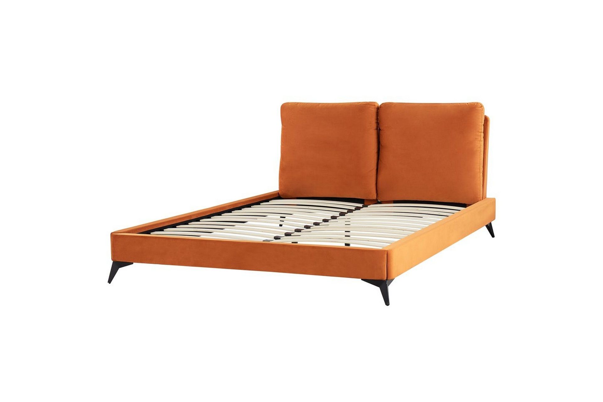 S&auml;ng med lamellram Melle - Orange, svart/Sammet, 160x200 cm