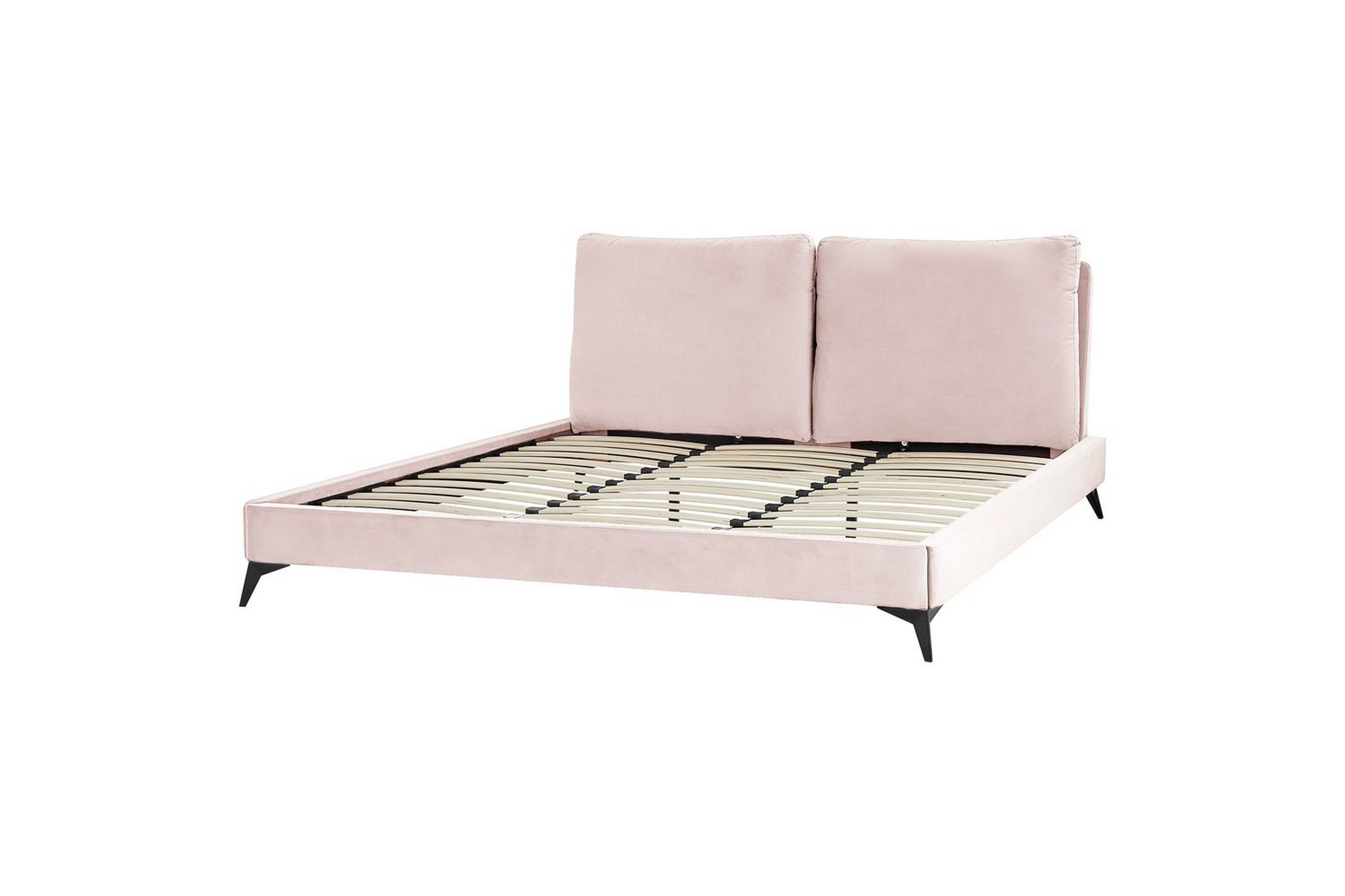 säng med lamellram melle - rosa, svart/sammet, 180x200 cm