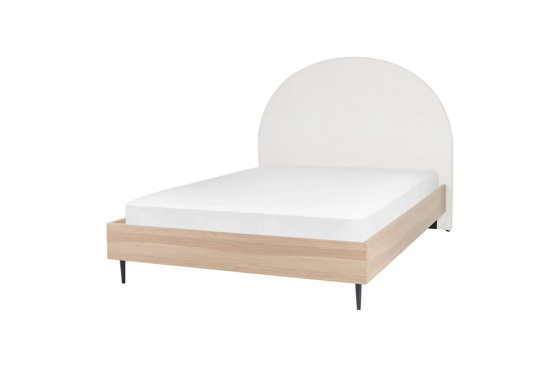 säng med lamellram millay - vit, ljust trä, svart/polyester, 140x200 cm