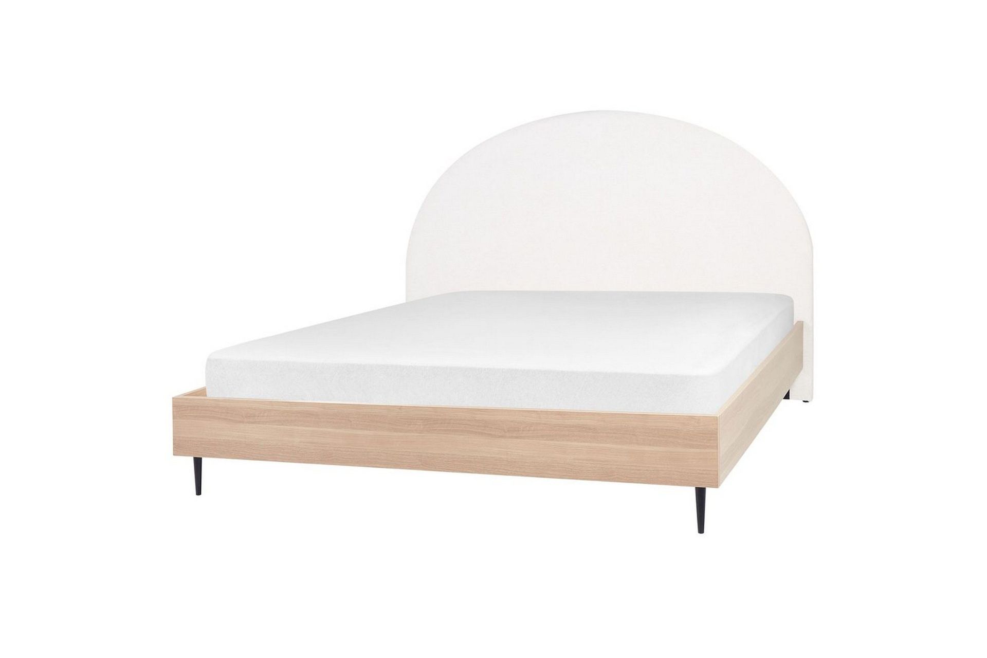 S&auml;ng med lamellram Millay - Vit, ljust tr&auml;, svart/Polyester, 180x200 cm