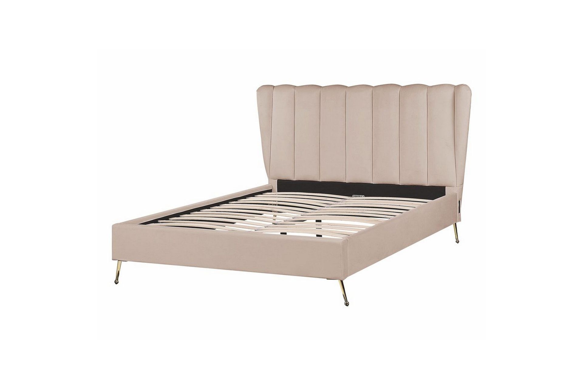 säng med lamellram miribel - taupe, guld, 140x200 cm