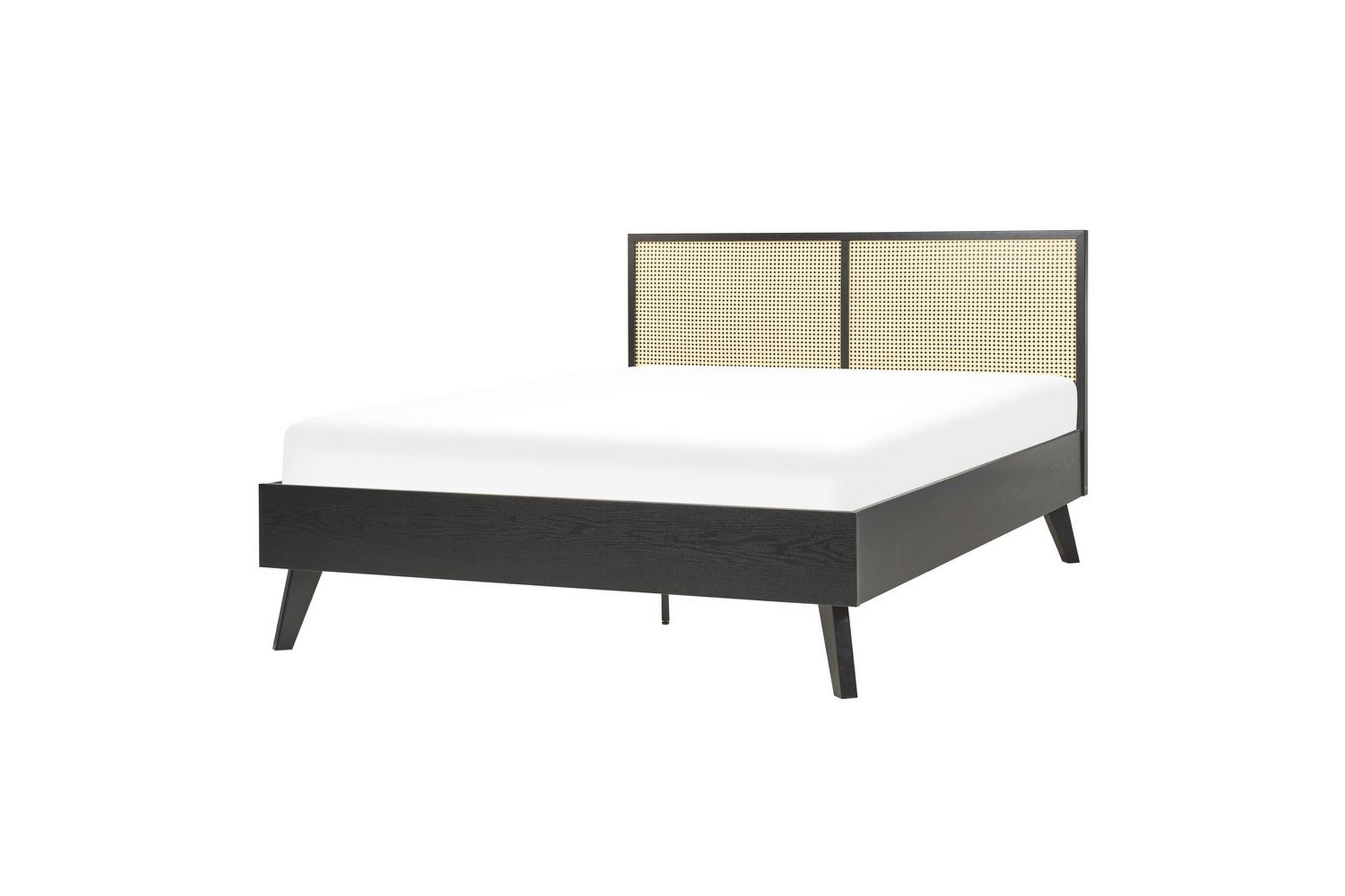 säng med lamellram monpazier - svart, ljust trä, 140x200 cm