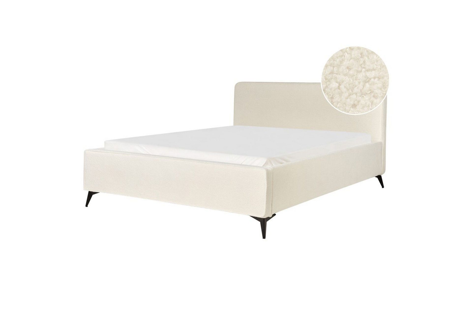 S&auml;ng med lamellram Valognes - Kr&auml;mvit, Svart, 180x200 cm