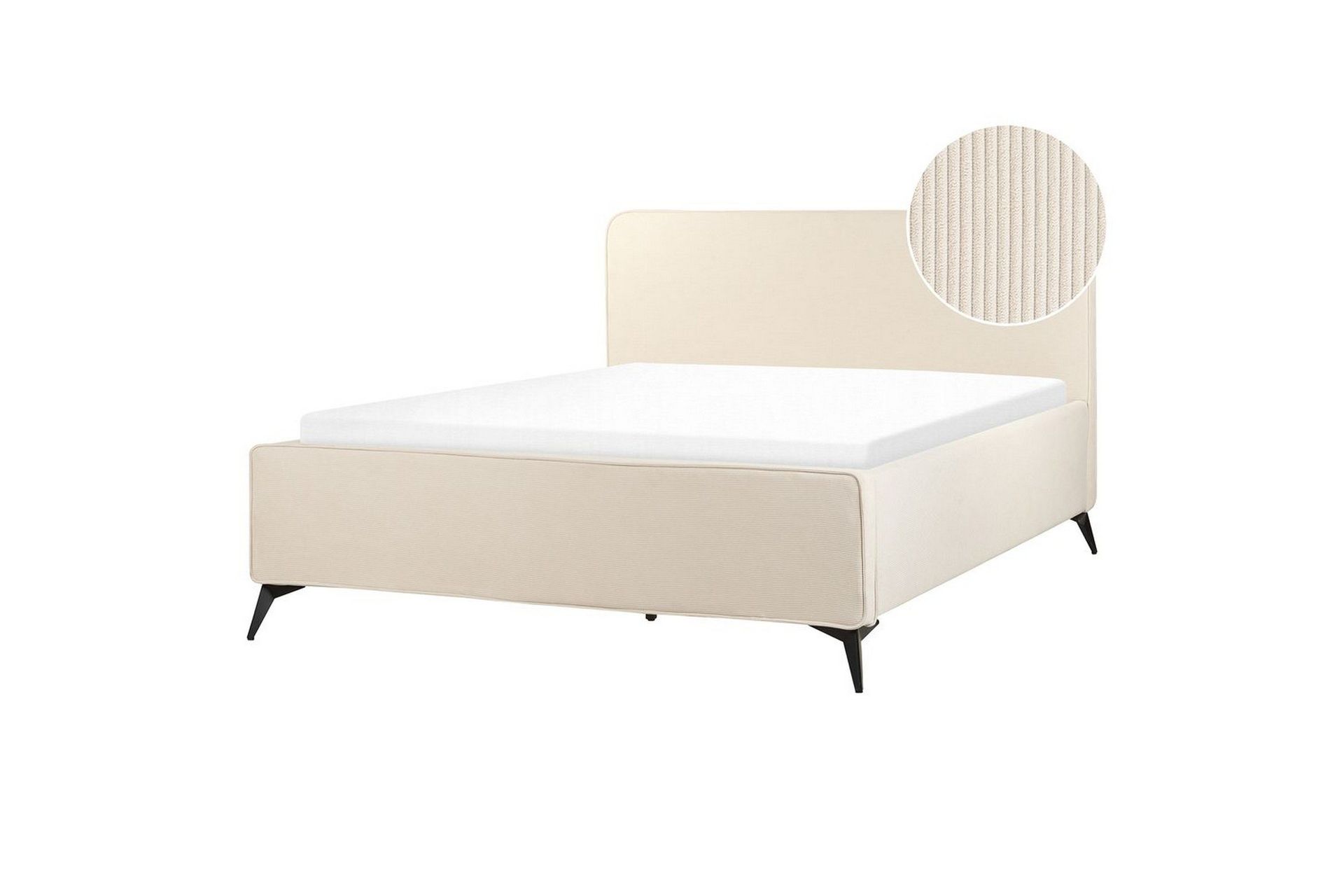 S&auml;ng med lamellram Valognes - Ljusbeige, svart, 160x200 cm