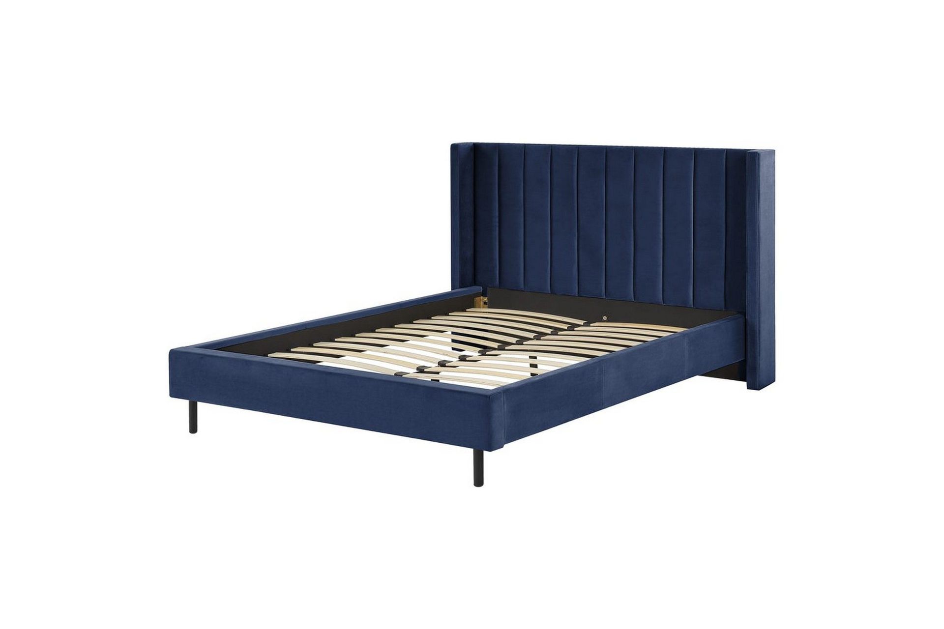 säng med lamellram villette - blå, svart, 160x200 cm