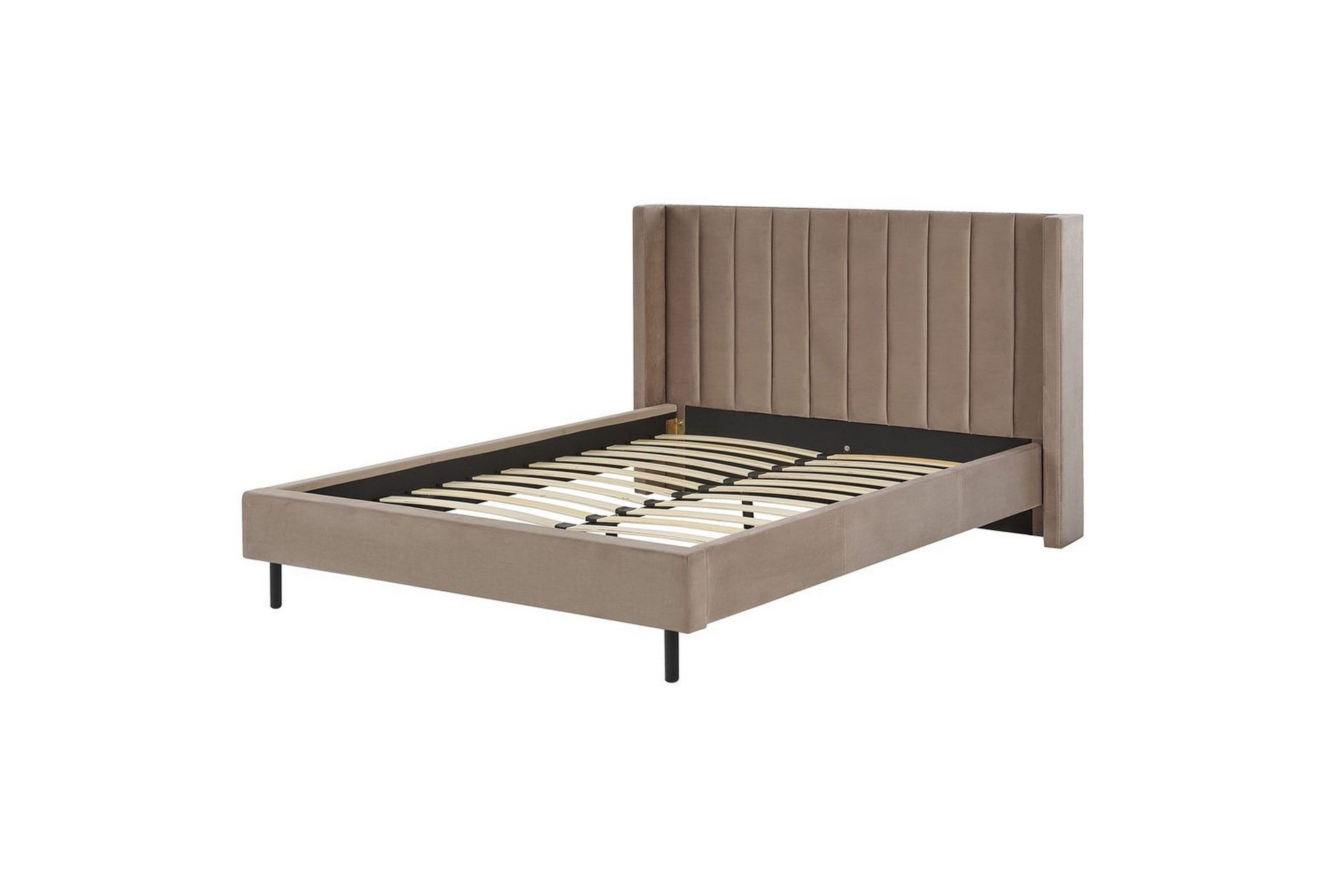 S&auml;ng med lamellram Villette - Taupe, svart, 160x200 cm