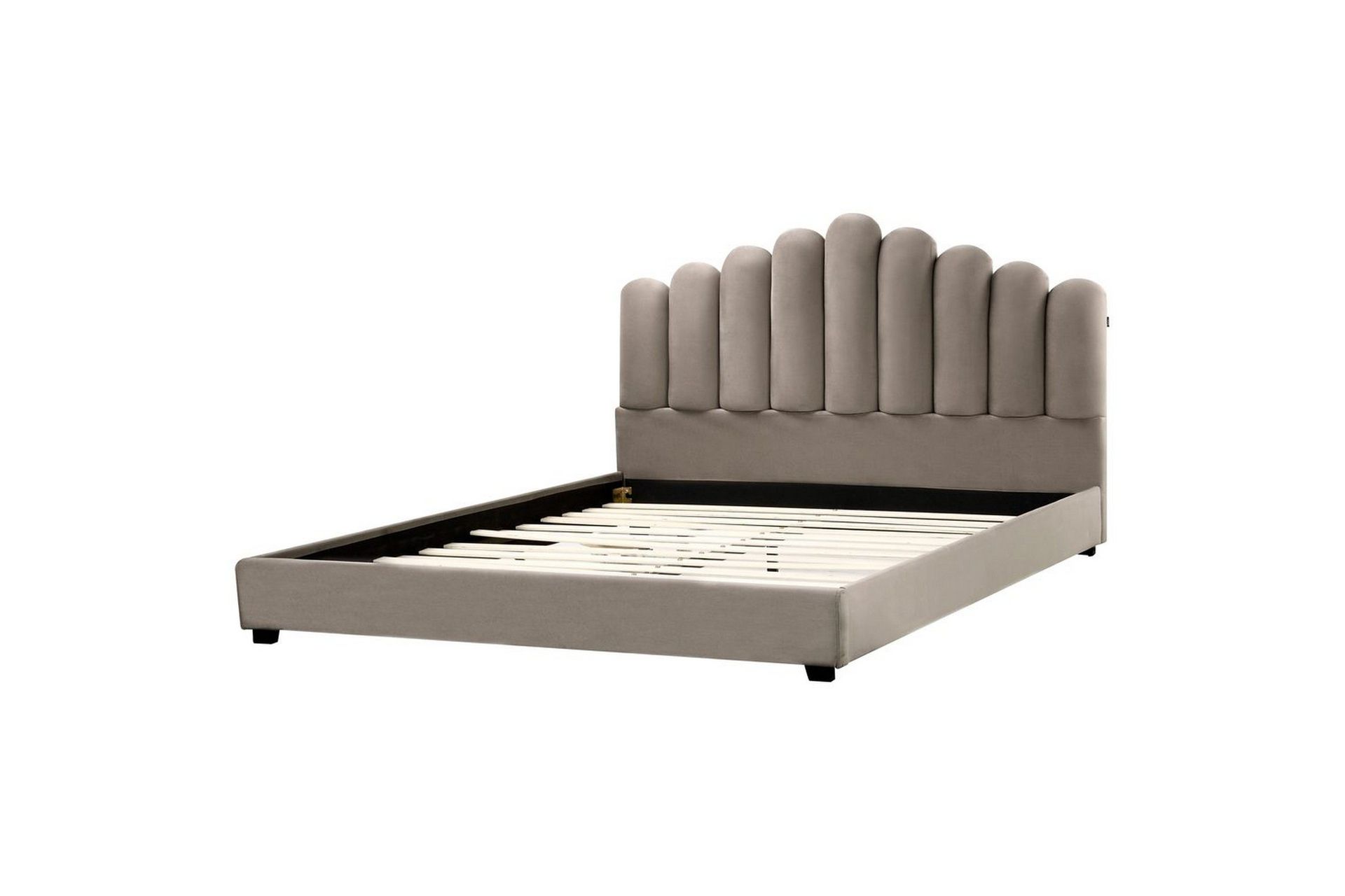 S&auml;ng med lamellram Vincennes - Taupe, svart, 180x200 cm