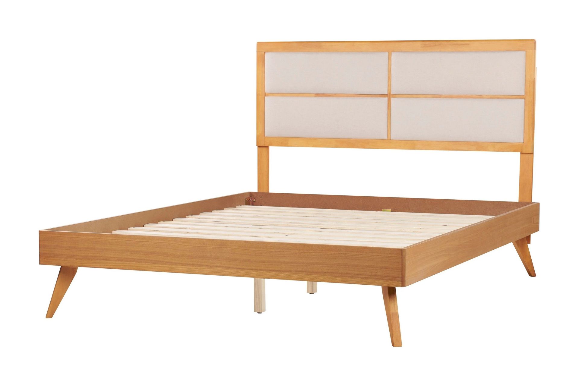 S&auml;ng med lamellram Poissy - Ljus tr&auml;, beige, 160x200 cm