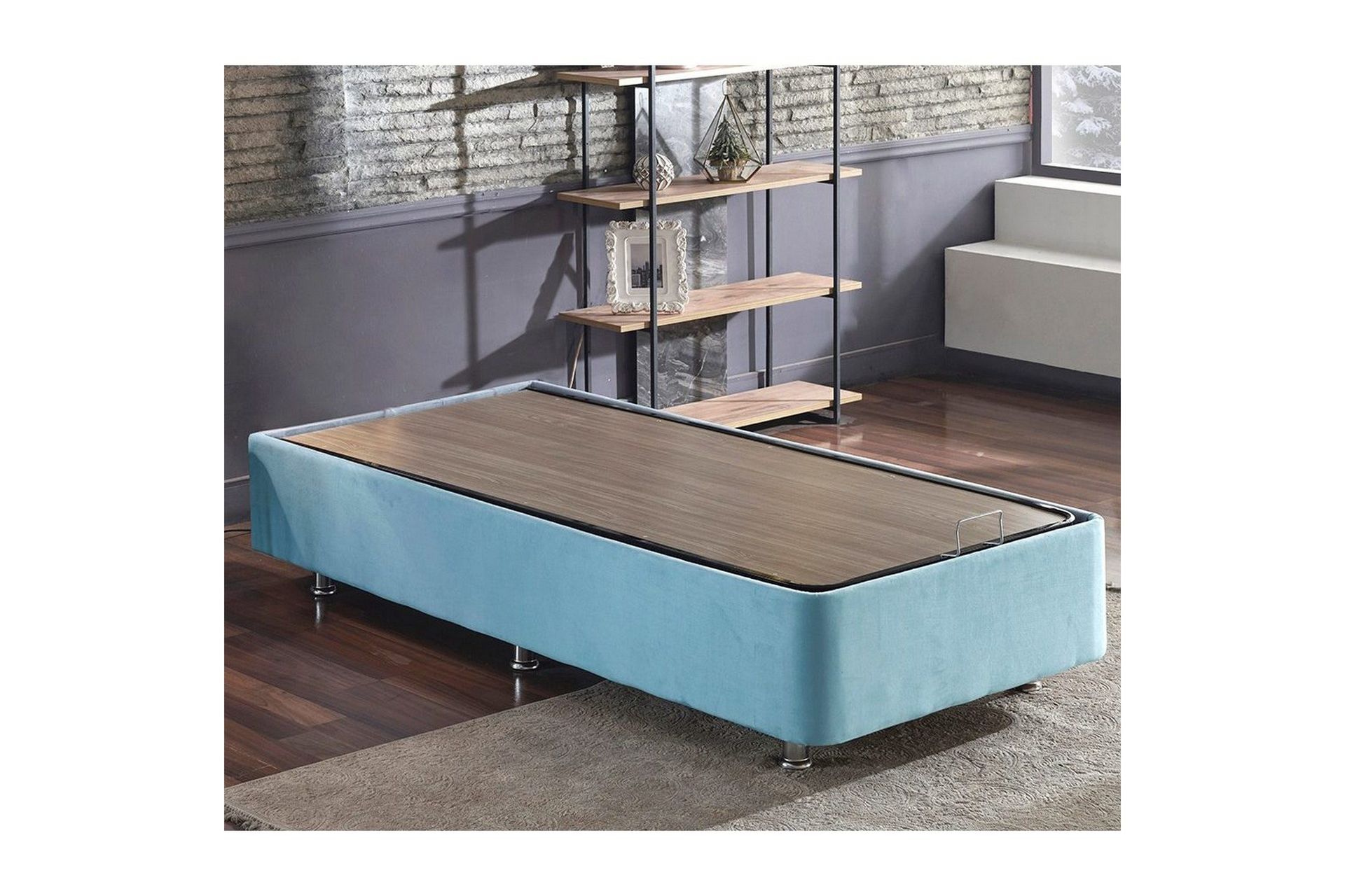 S&auml;ngbotten f&ouml;r Enkel S&auml;ng Narwanisigt enkel ljusbl&aring; - 100 x 200 cm