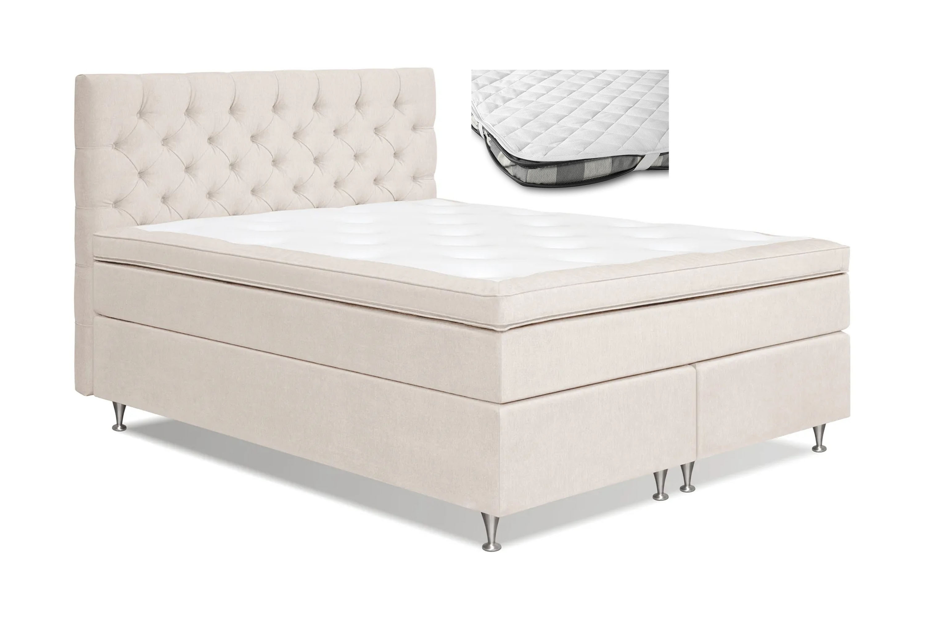 Sängpaket Paraiso Fast 180x200 cm Madrasskydd Beige