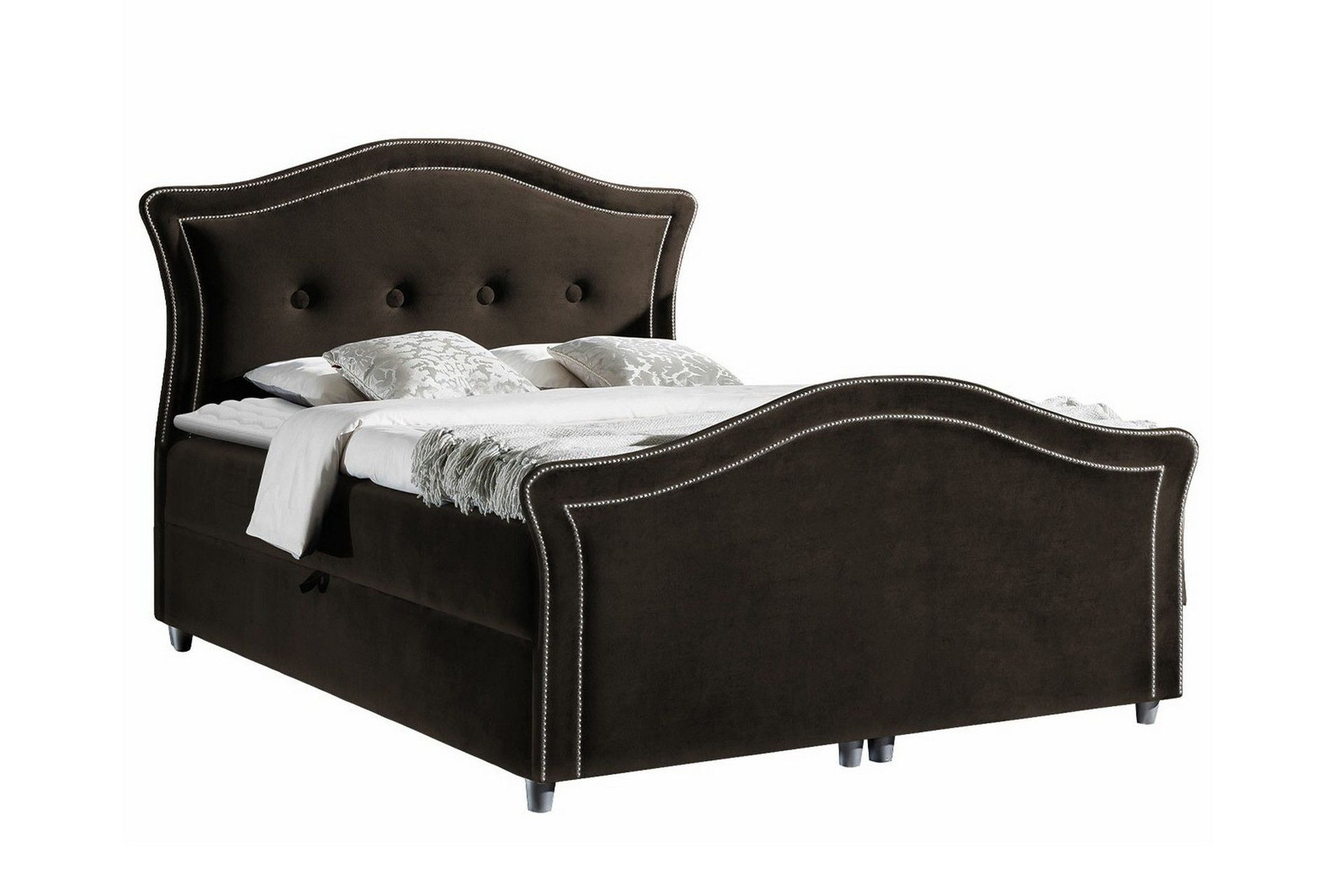 Boisdale S&auml;ngram med F&ouml;rvaring 140x200 cm i Sammet med Fasthetsgrad Medium - Brun