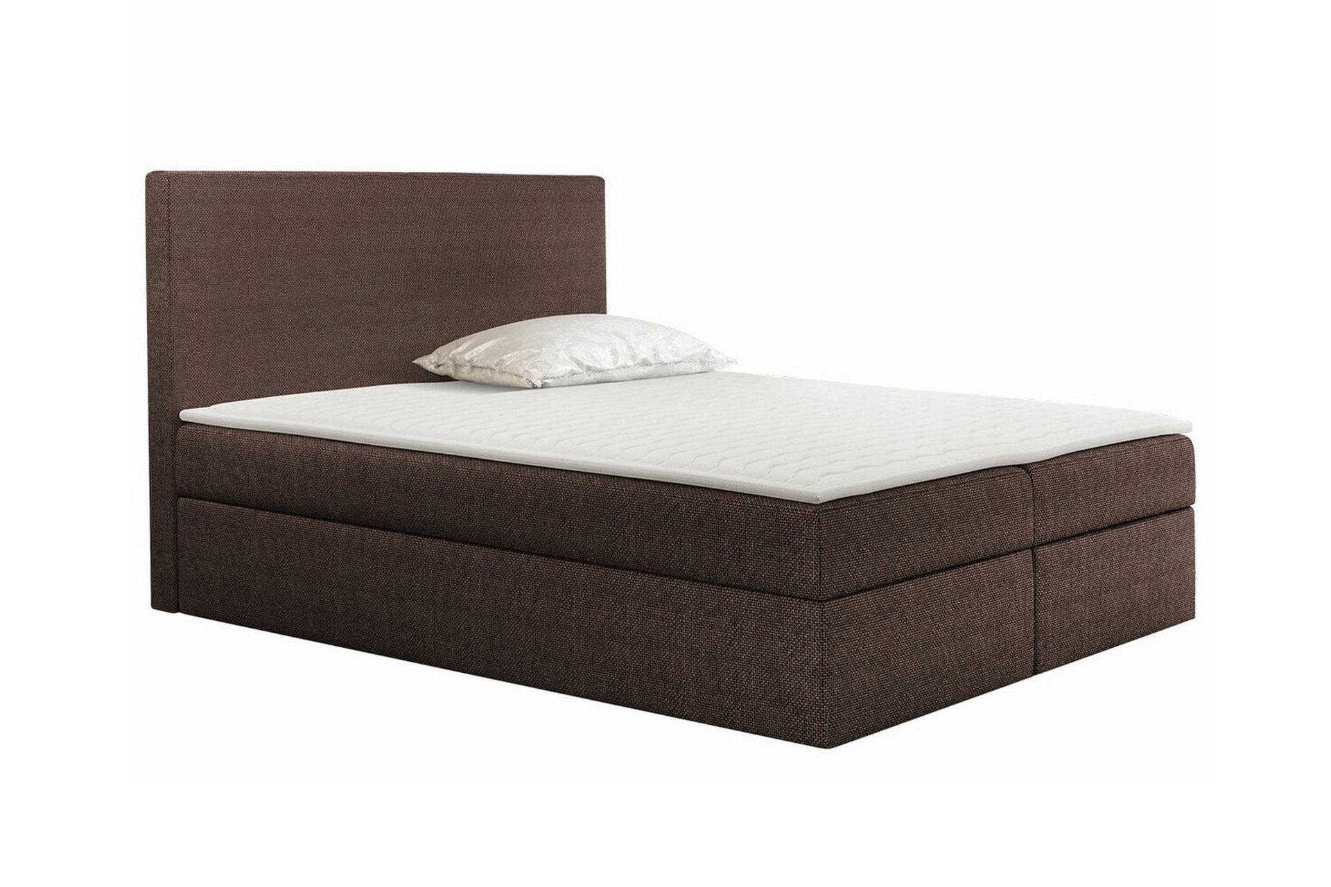 Pries Komplett S&auml;ngpaket 180x200 cm i Tyg med S&auml;nggavel + B&auml;ddmadrass med Fasthetsgrad Medium - Brun