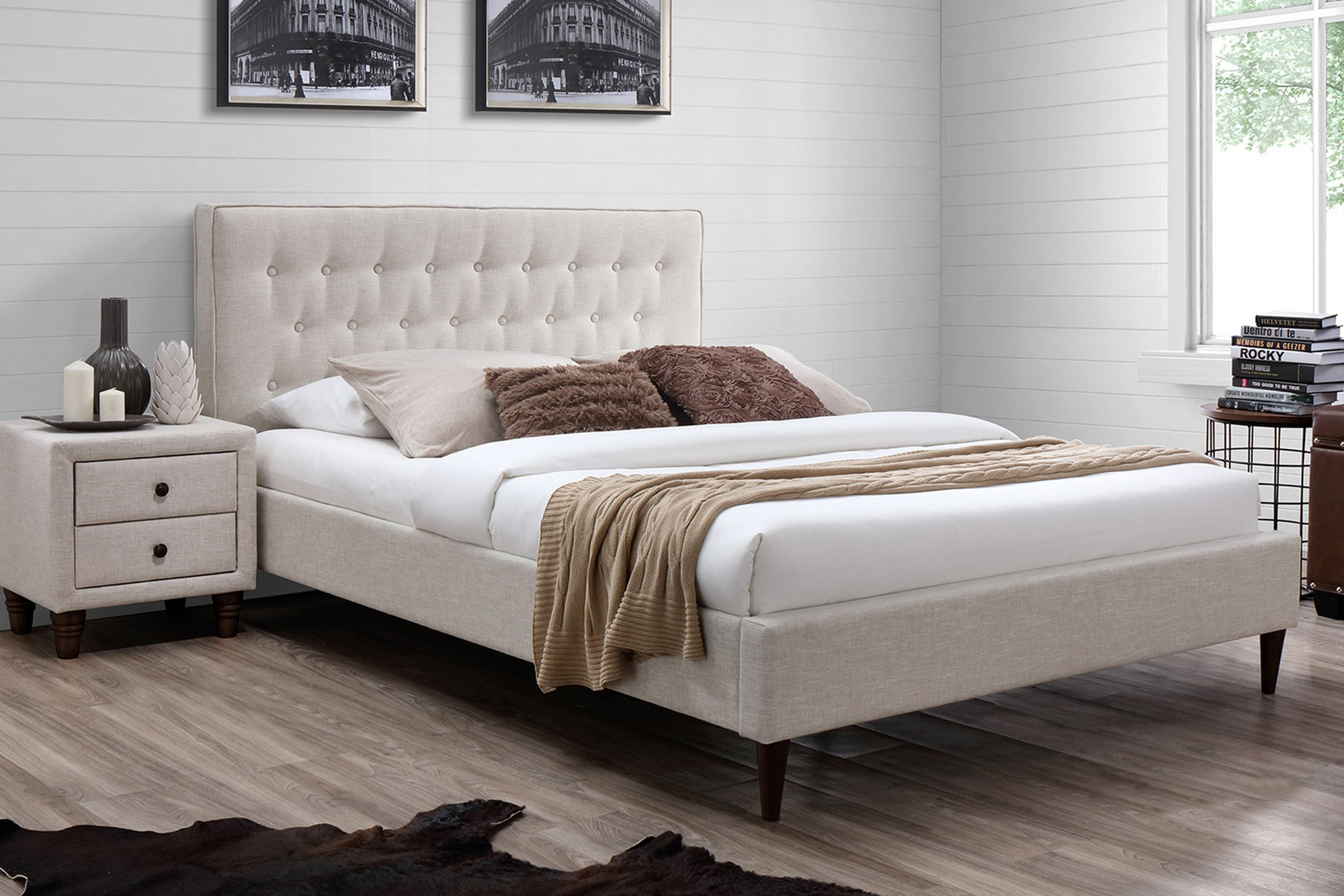 sängram emilia ljusbeige -