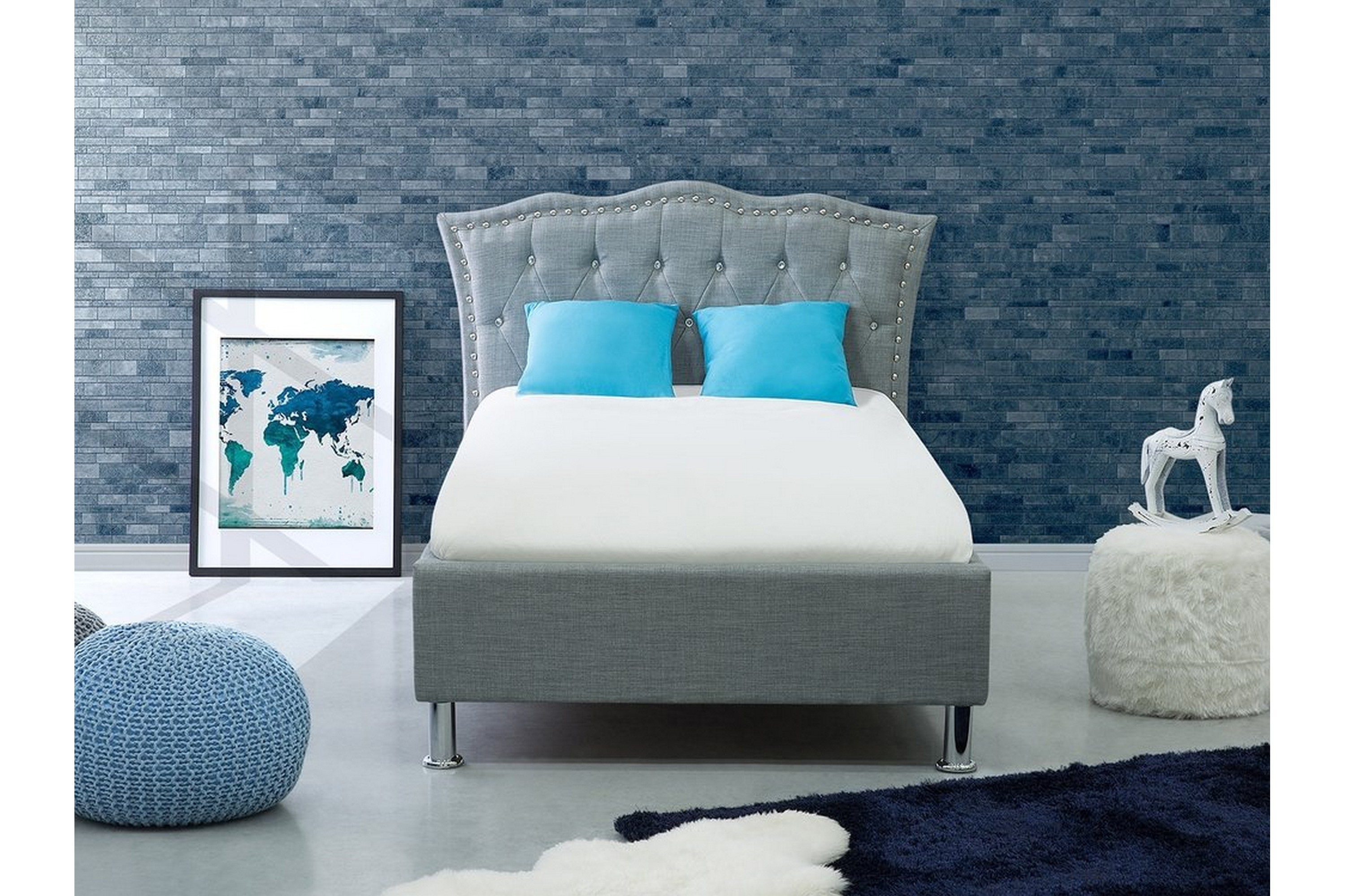 sängram metz 90x200 cm - grå