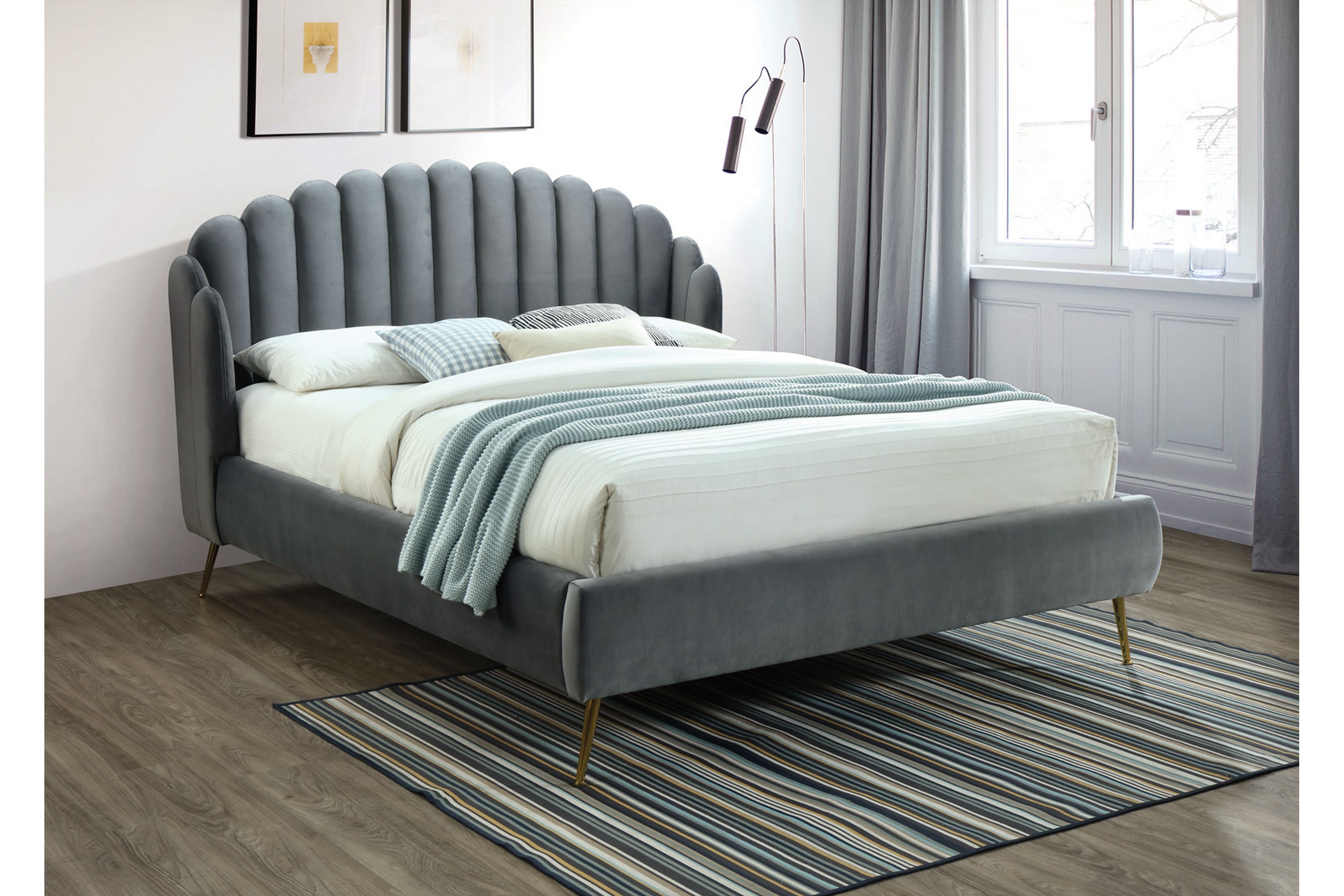 sängram minerbio 180x200 cm - grå/guld