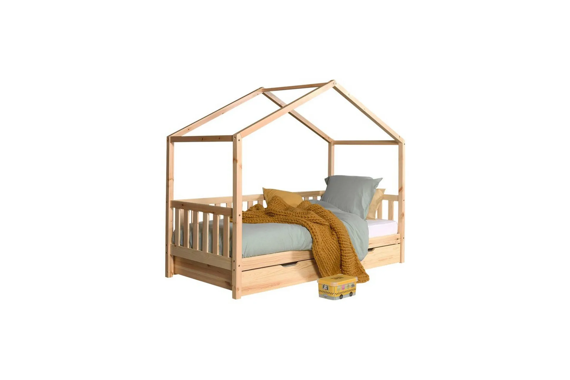 hussäng med låda dallas 90x200 cm naturlig, med staket - naturlig, med staket