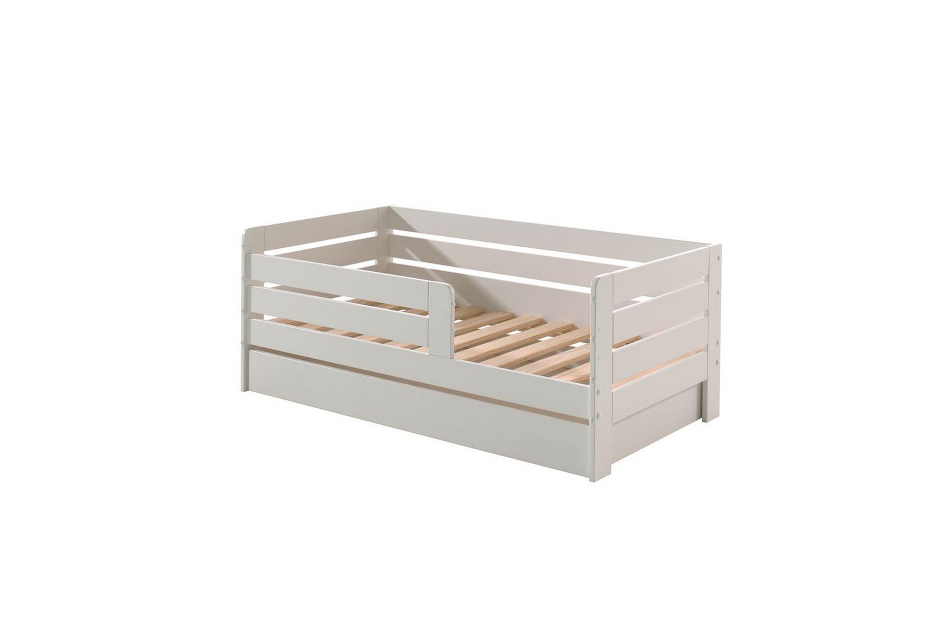 Juniors&auml;ng med skyddsr&auml;cken och l&aring;da Peuterbed Vit - Vit