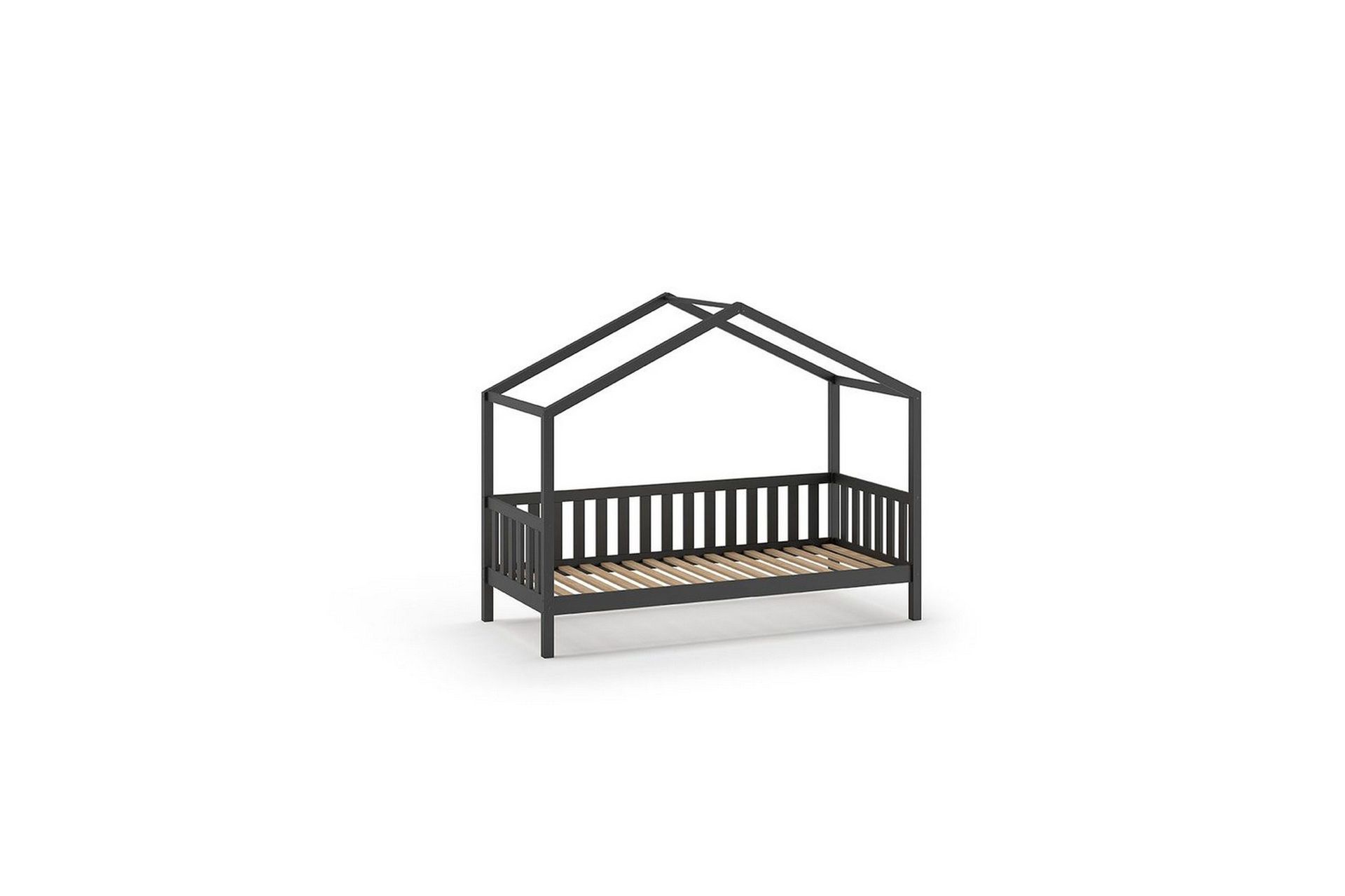 S&auml;ng med l&aring;da och staket Dallas 90x200 cm Antracit - Antracit