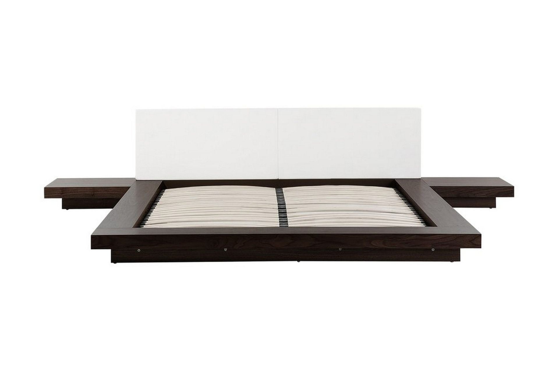 Zen Komplett S&auml;ngpaket &ndash; Dubbels&auml;ng 160x200 cm i Tyg och Tr&auml; med S&auml;nggavel + B&auml;ddmadrass med Fasthetsgrad - Brun