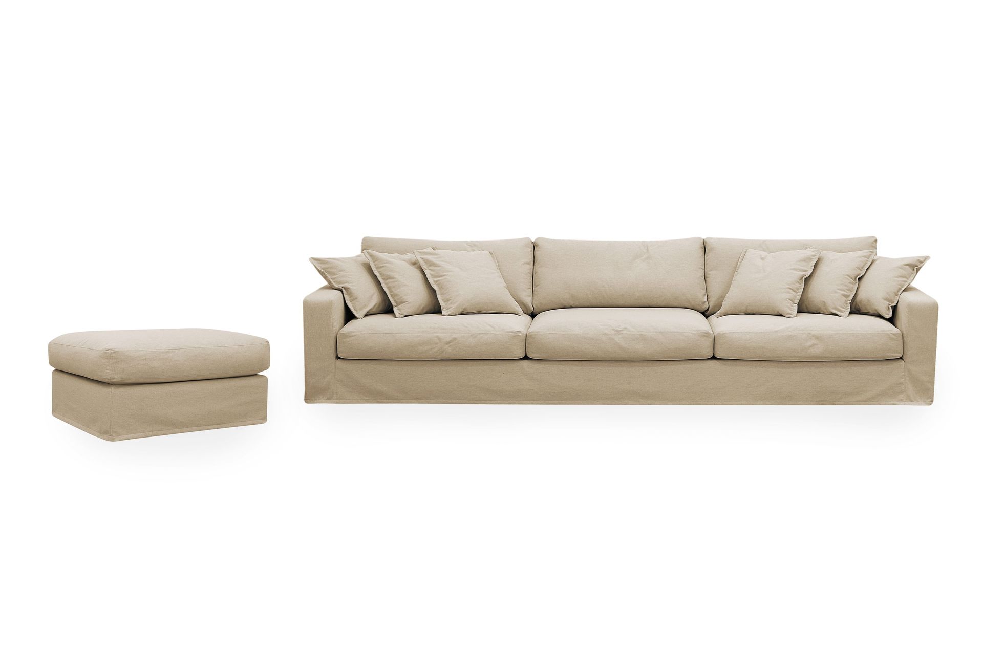 Valencia Extra Djup 5-sits soffa + fotpall med avtagbar och tv&auml;ttbar kl&auml;dsel - Beige