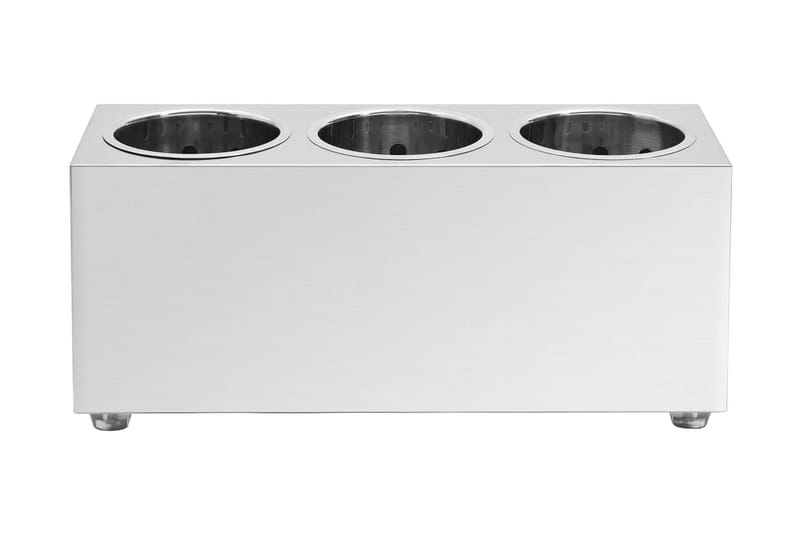 Bestickhållare 3 behållare rektangulärt rostfritt stål - Silver - Besticklåda & bestickförvaring - Bestickställ