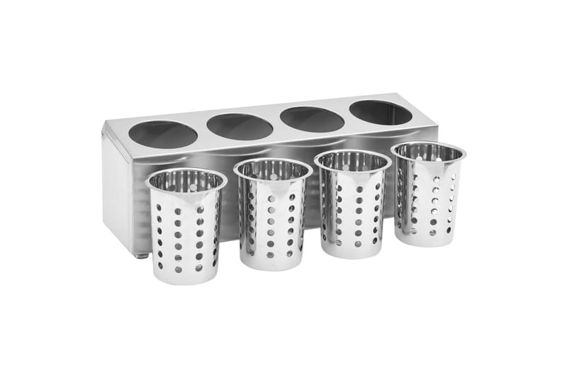 Bestickhållare 4 behållare rektangulär rostfritt stål - Silver - Bestickställ - Besticklåda & bestickförvaring