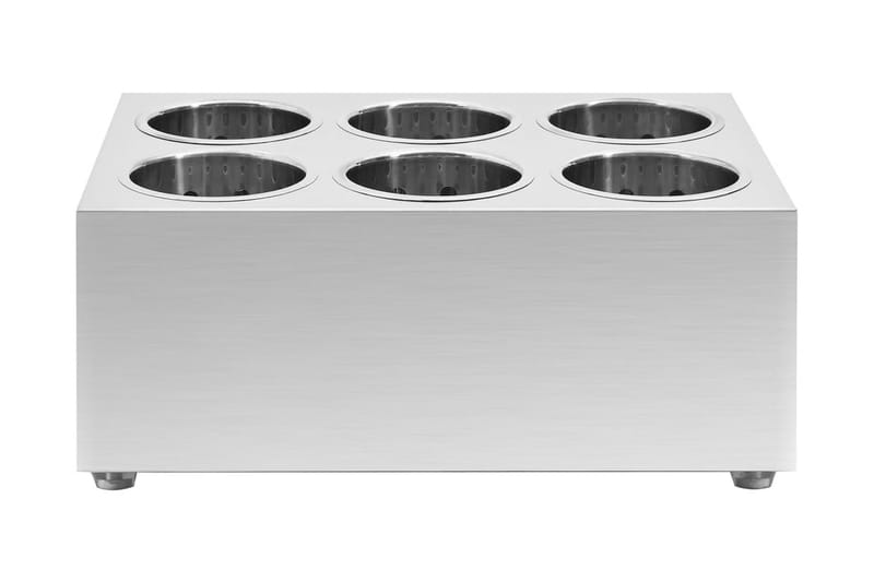 Bestickhållare 6 raster rektangulär rostfritt stål - Silver - Besticklåda & bestickförvaring - Bestickställ