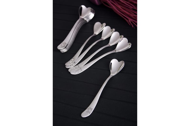 Sked Kosova 12-pack 11 cm Hjärtform Rostfritt Stål - Metallic - Servering & matlagning - Bestick - Bestickset