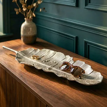 Kelvik Dekorationsskål Blad i aluminium - silver - Servering & matlagning - Bricka & fat - Uppläggningsfat
