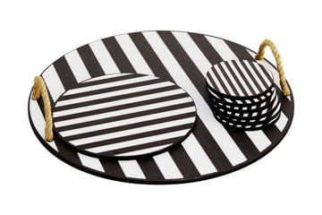 Träbricka & glasunderlägg 8-pack - Svart/Vit - Servering & matlagning - Bricka & fat - Serveringsfat & serveringsbricka