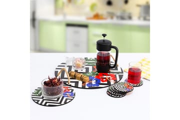 Träbricka & glasunderlägg 8-pack - Flerfärgad - Servering & matlagning - Bricka & fat - Serveringsfat & serveringsbricka