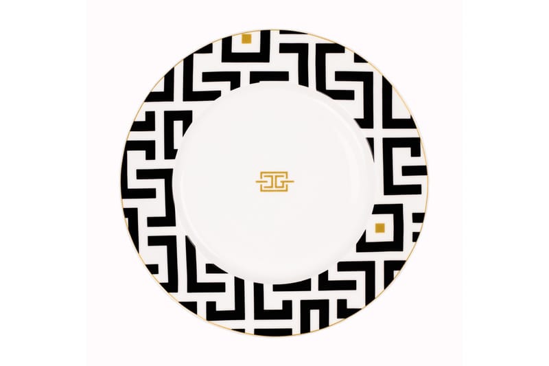 DECO Mattallrikar Benporslin Ø29 cm, Svart / Vit