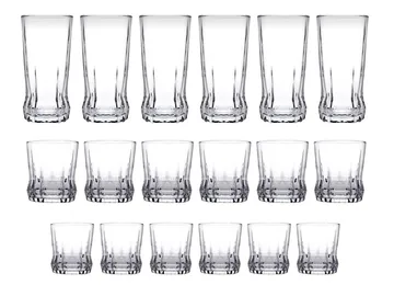 Aldren Glasservis (18 delar) 7x7x14 cm - Transparent - Servering & matlagning - Glas - Drinkglas & highballglas