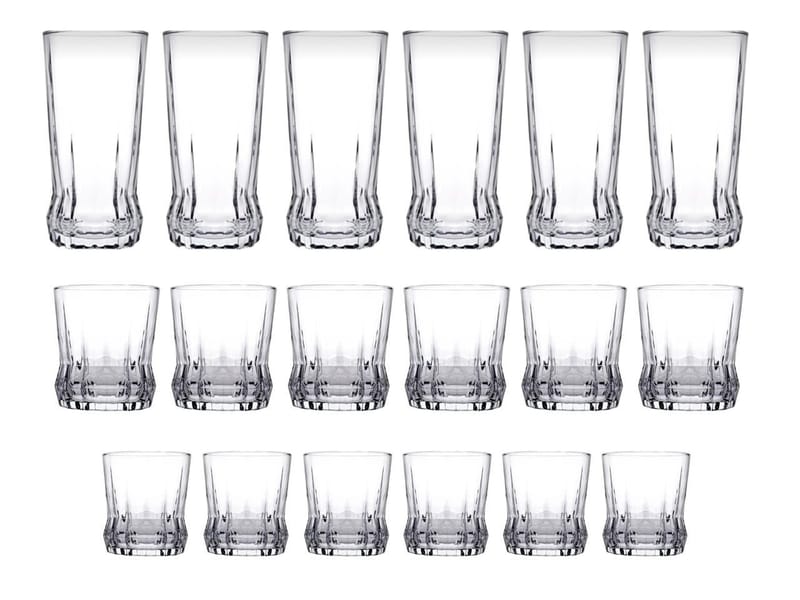Aldren Glasservis (18 delar) 7x7x14 cm - Transparent - Servering & matlagning - Glas - Drinkglas & highballglas