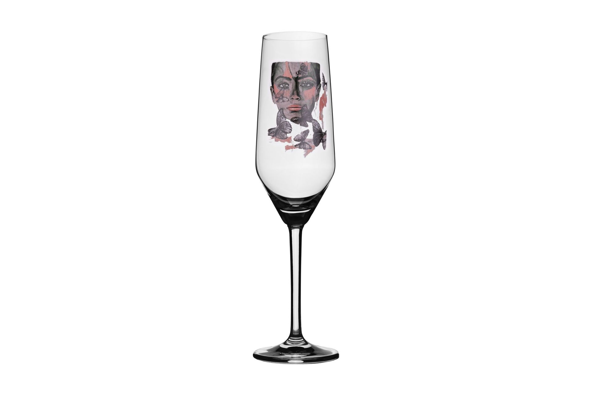 Butterfly Queen Champagneglas 24 cm - Grå / Rosa